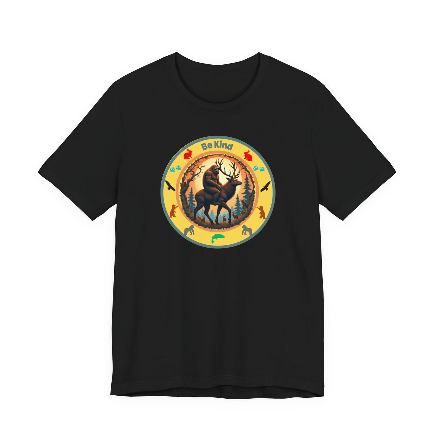 "BE KIND" Sasquatch Riding a Deer T-Shirt