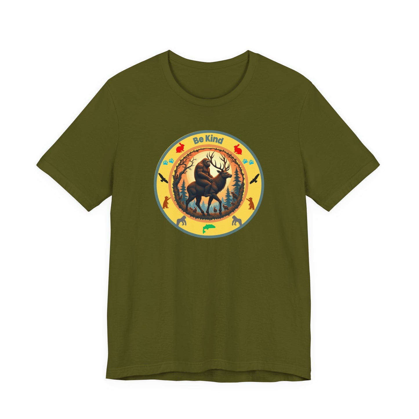 "BE KIND" Sasquatch Riding a Deer T-Shirt