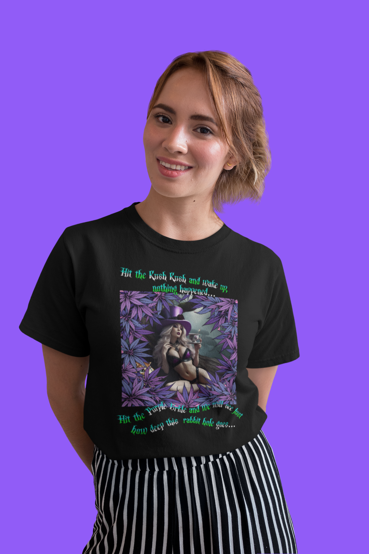MATRIX THEME WONDERLAND MARIJUANA TSHIRT