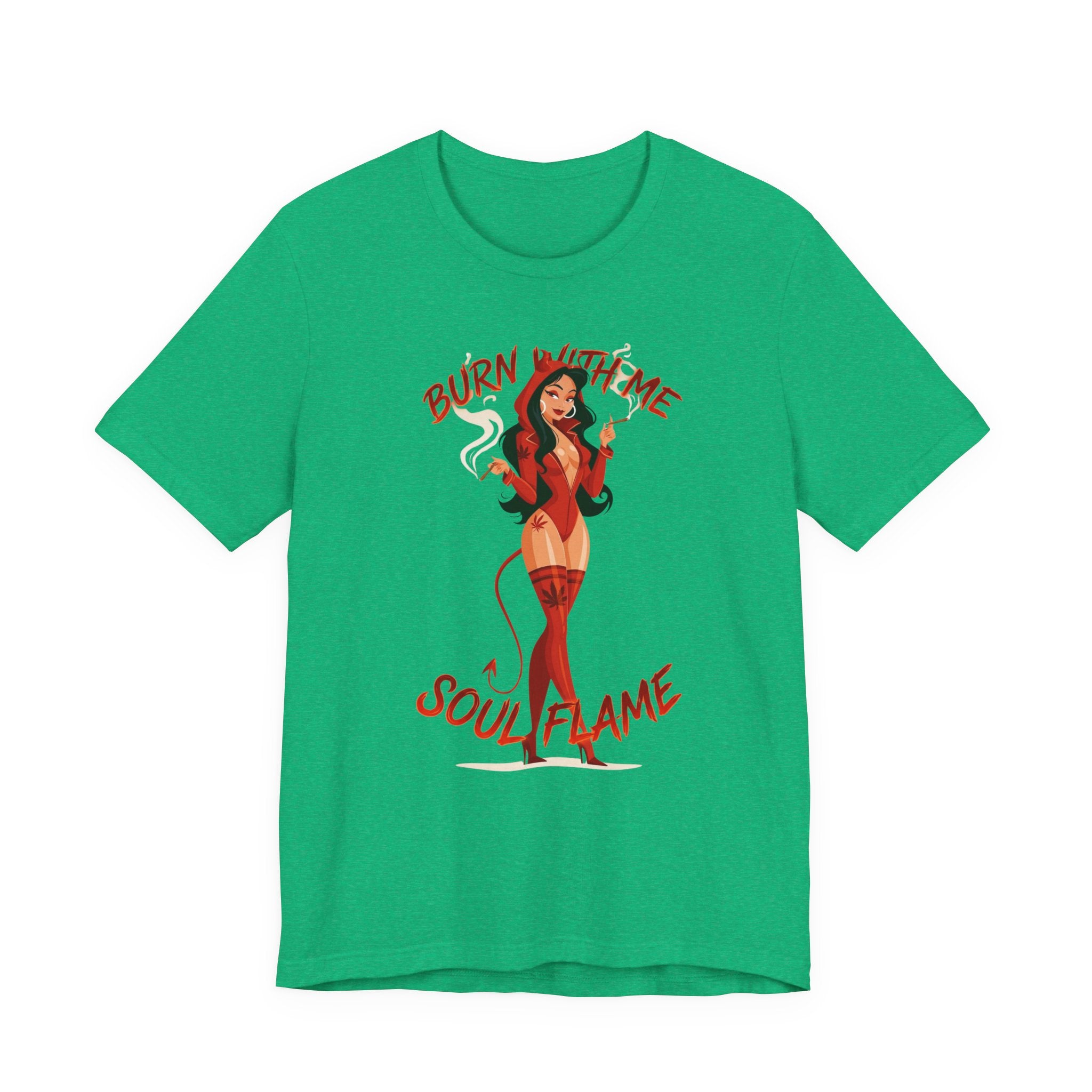 Devil Pinup Tee – "Burn With Me Soul Flame" Graphic T-Shirt