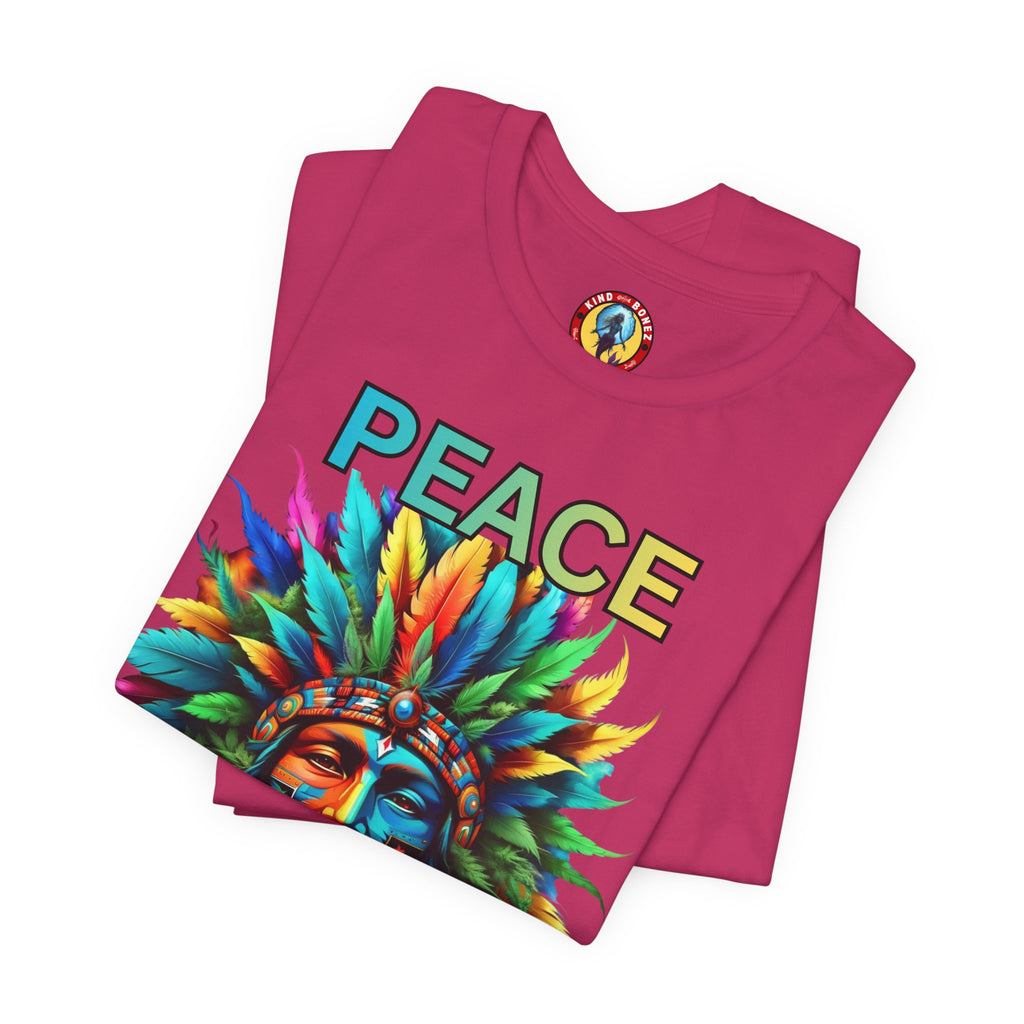 Peace - Native Marijuana Headdress T-Shirt — Colorful Tribal Chief Graphic Tee