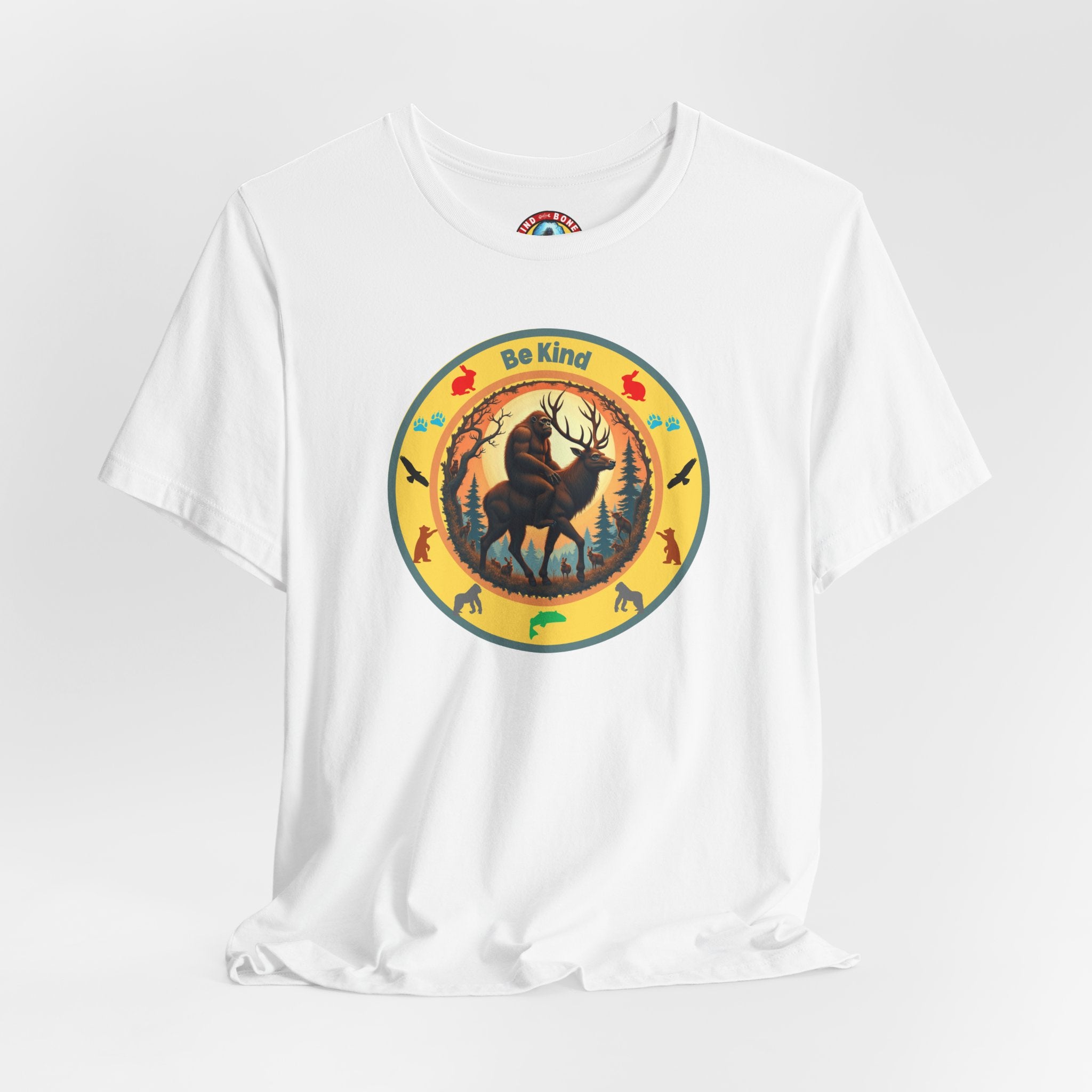 BE KIND Sasquatch BigFoot Riding a Deer T-Shirt