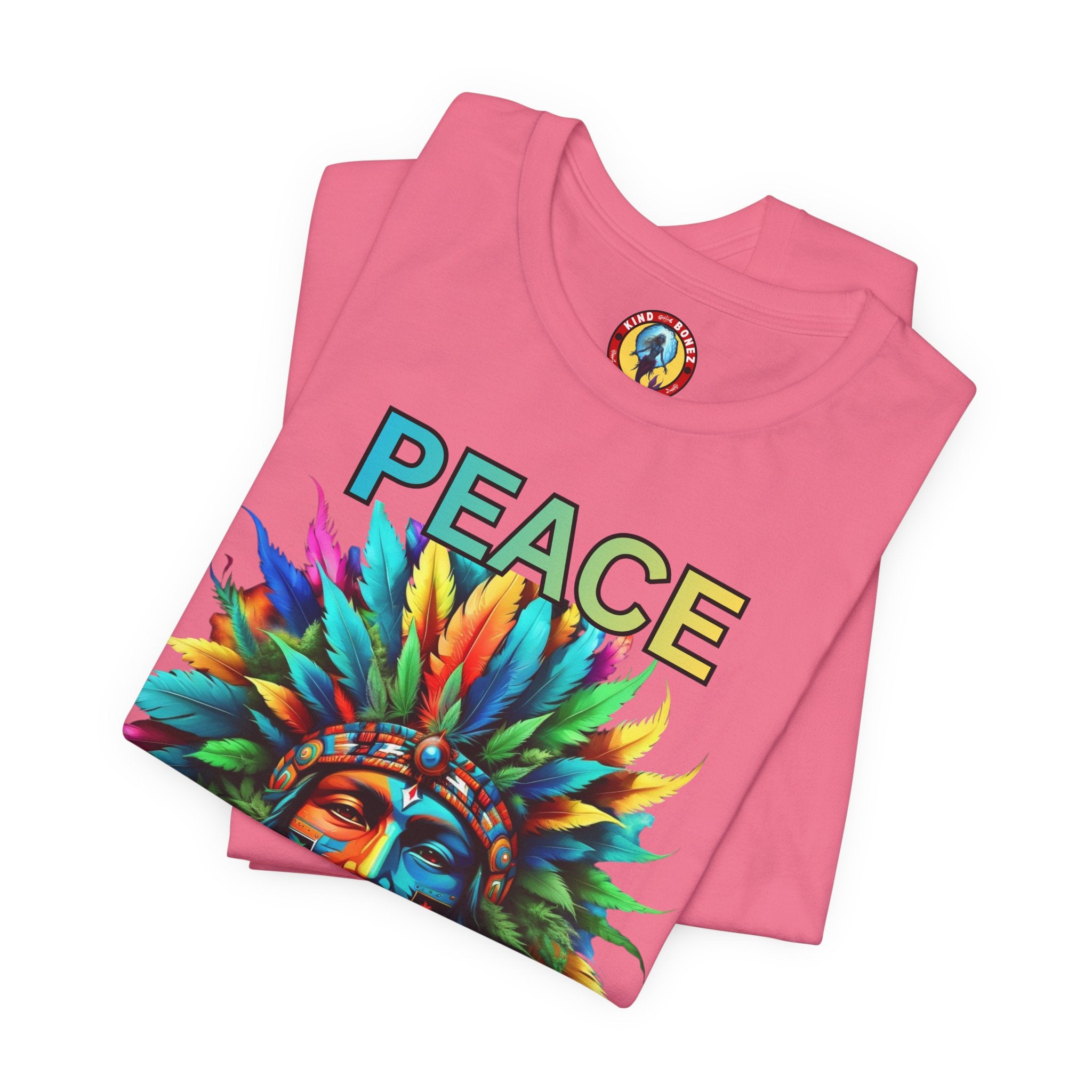 Peace - Native Marijuana Headdress T-Shirt — Colorful Tribal Chief Graphic Tee