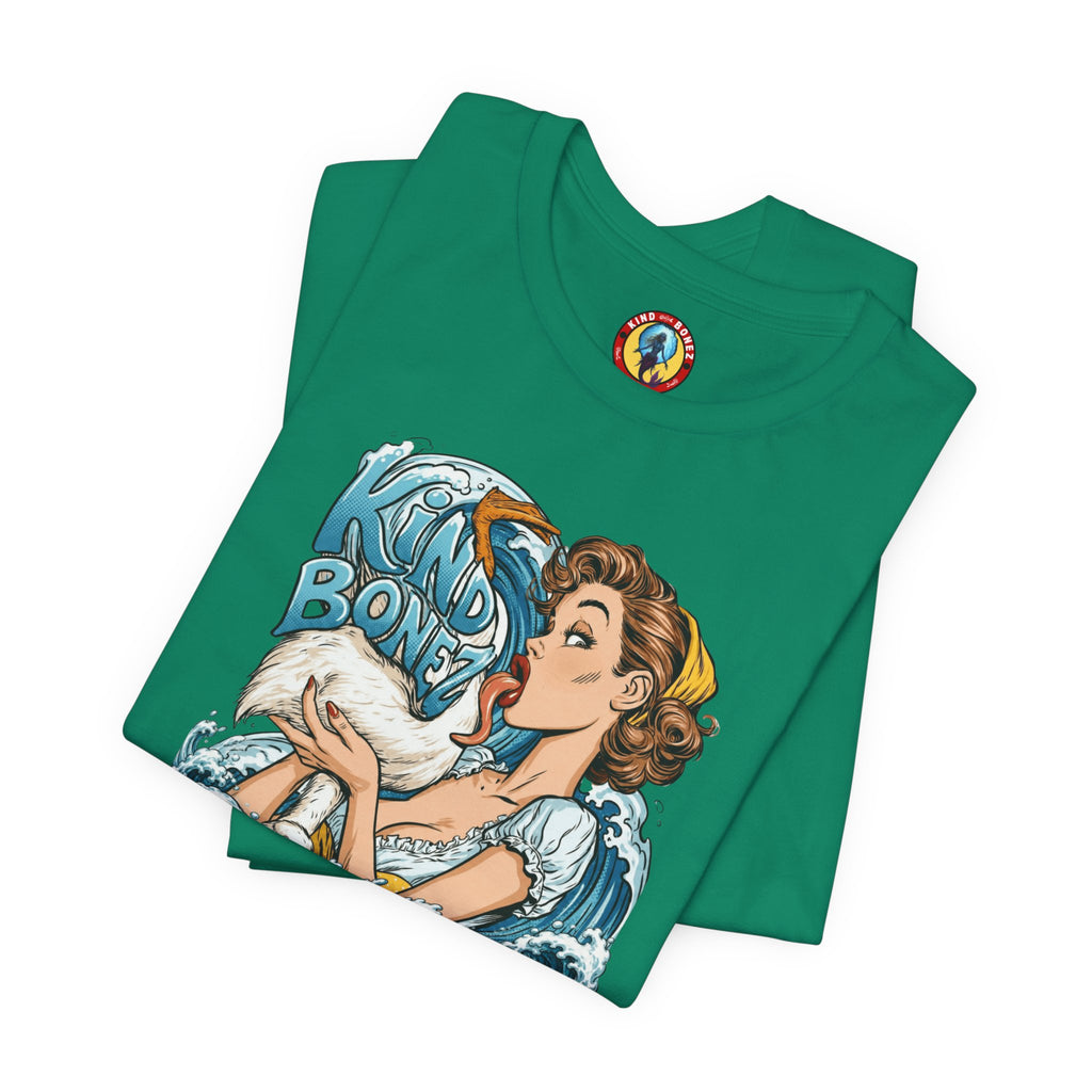 Kind Bonez - Get Wet Surf T-Shirt — Retro Pinup & Duck Graphic Tee