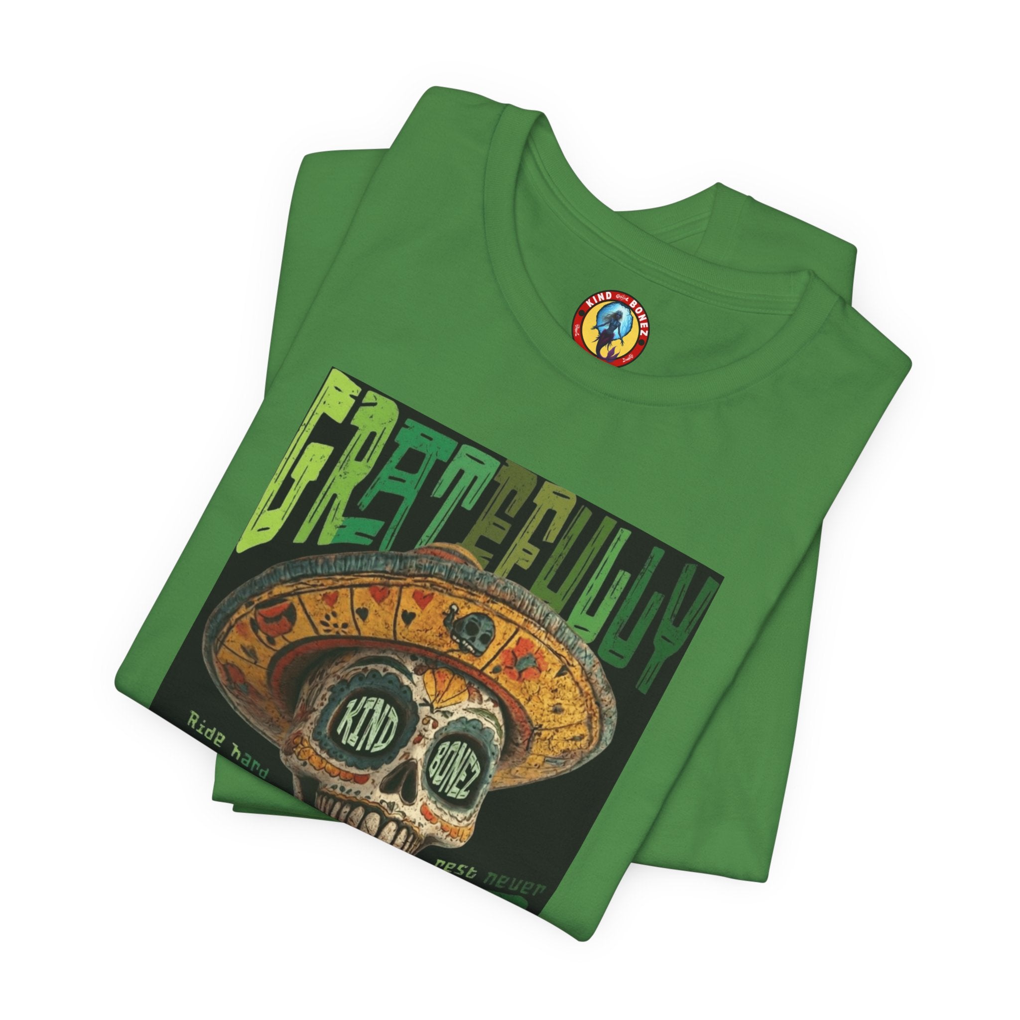 Gratefully Dead - Day of the Dead Skull Tee — Retro Mariachi Calavera Kind Bonez Graphic T-Shirt