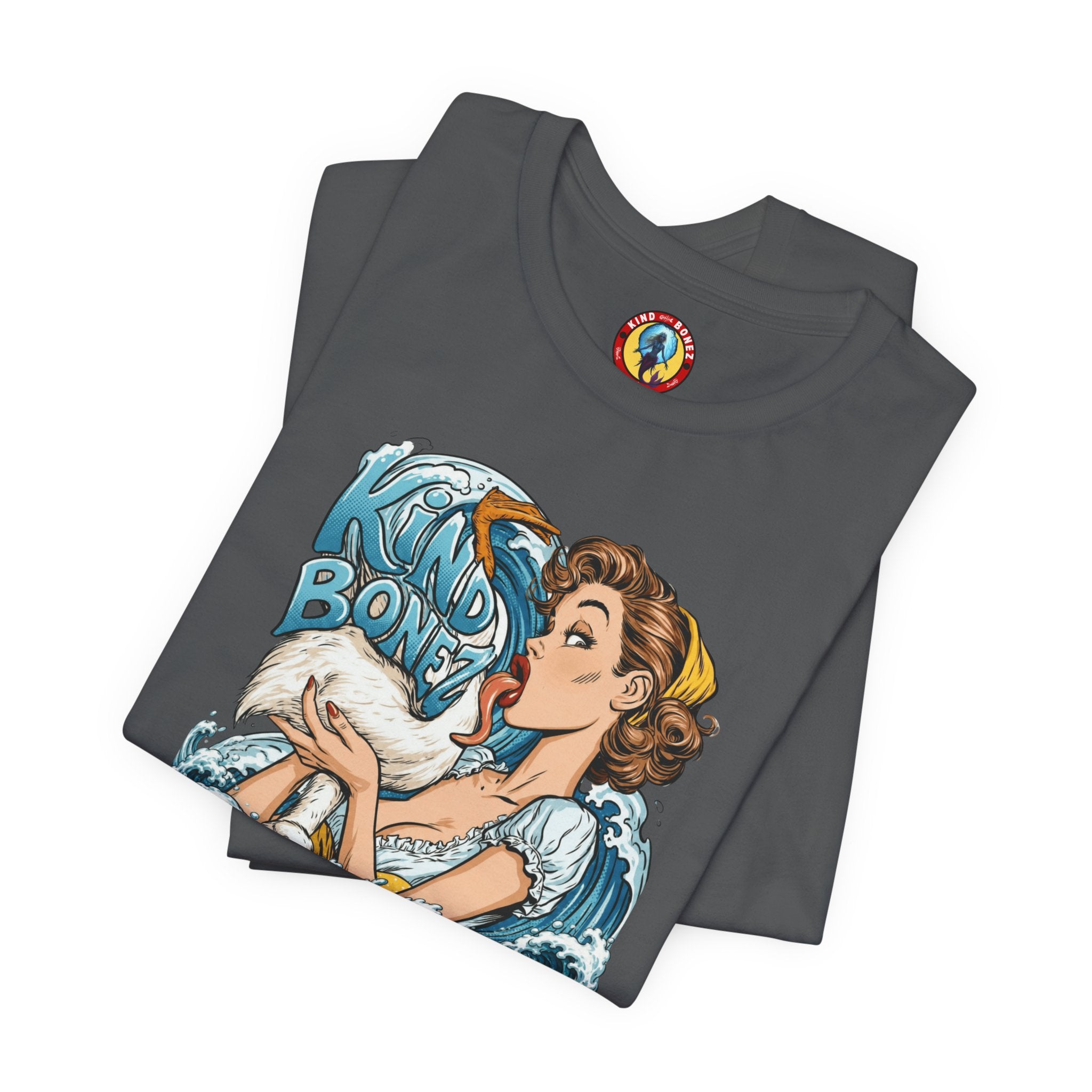 Kind Bonez - Get Wet Surf T-Shirt — Retro Pinup & Duck Graphic Tee