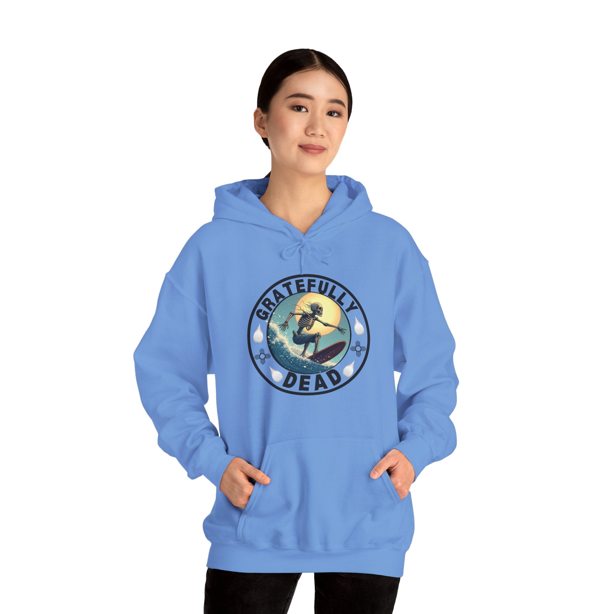 Gratefully Dead Hooded Sweatshirt — Vintage Surfing Skull Band Logo Hoodie