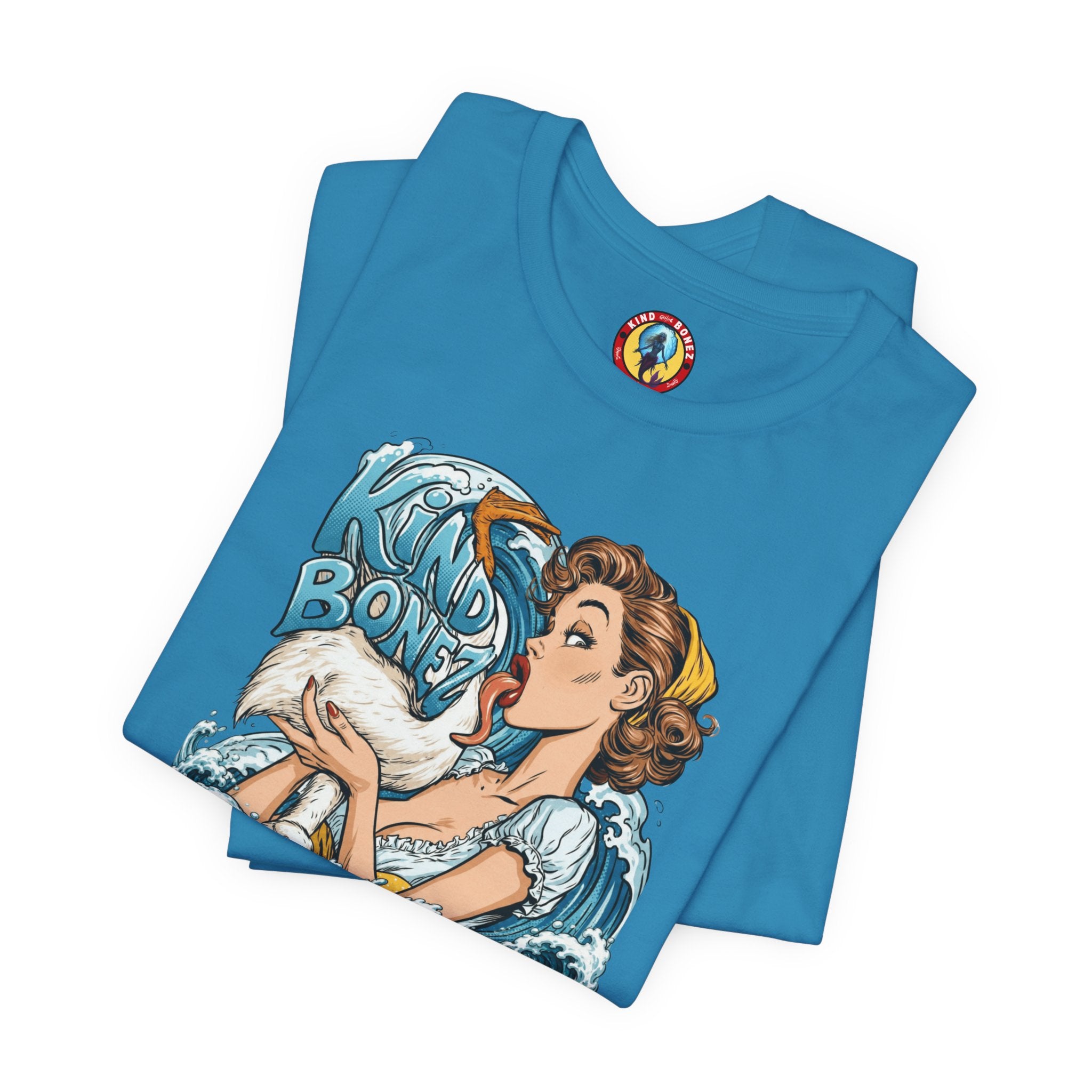 Kind Bonez - Get Wet Surf T-Shirt — Retro Pinup & Duck Graphic Tee