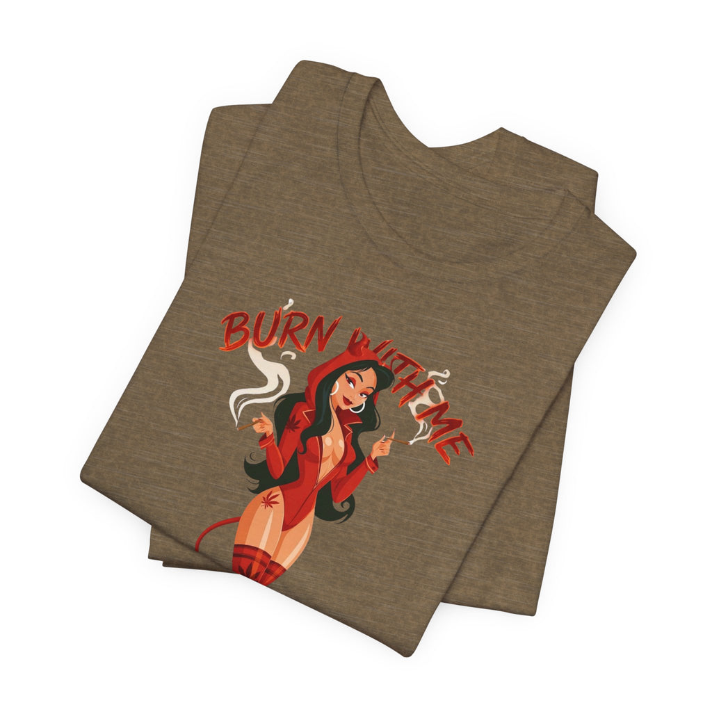 Devil Pinup Tee – "Burn With Me Soul Flame" Graphic T-Shirt