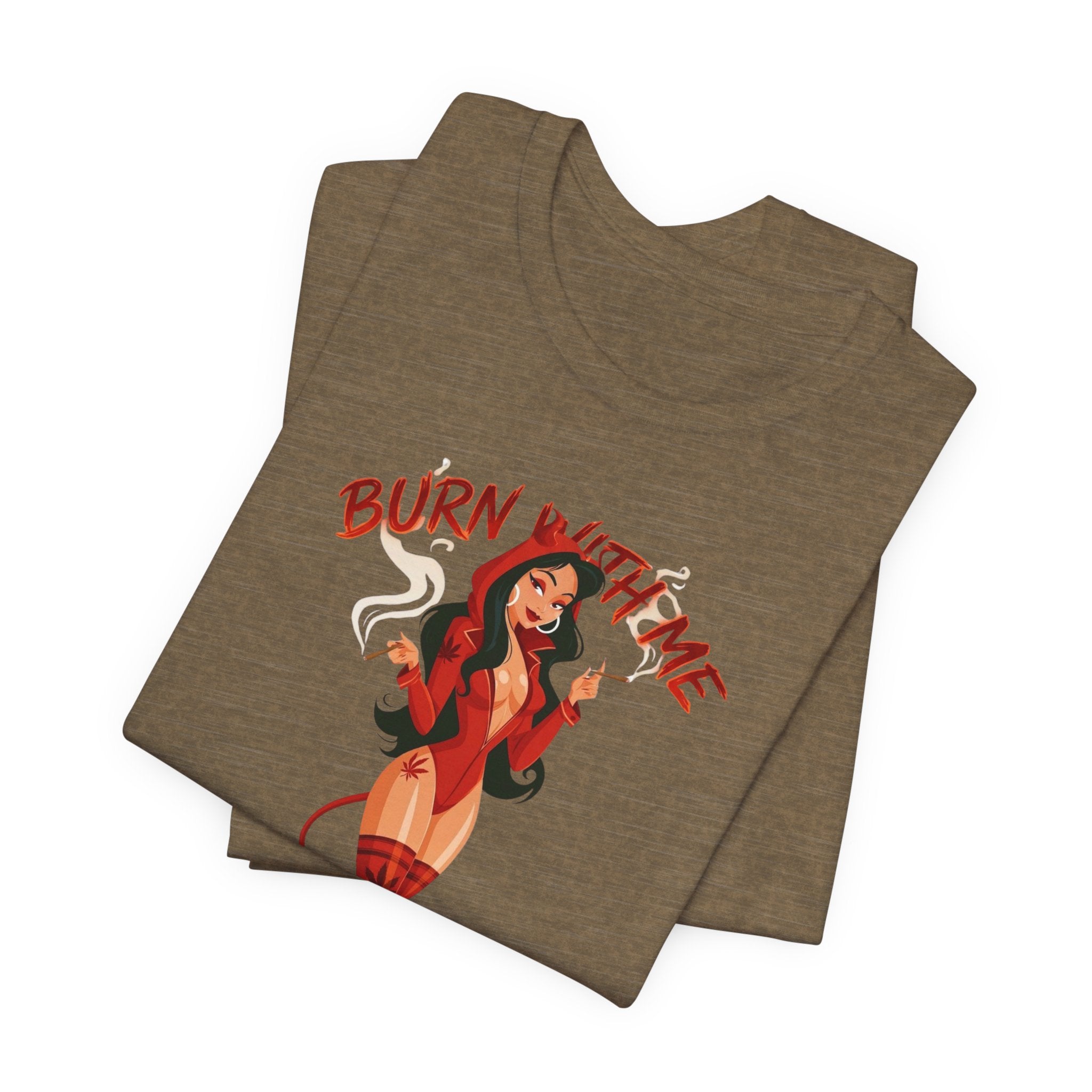 Devil Pinup Tee – "Burn With Me Soul Flame" Graphic T-Shirt