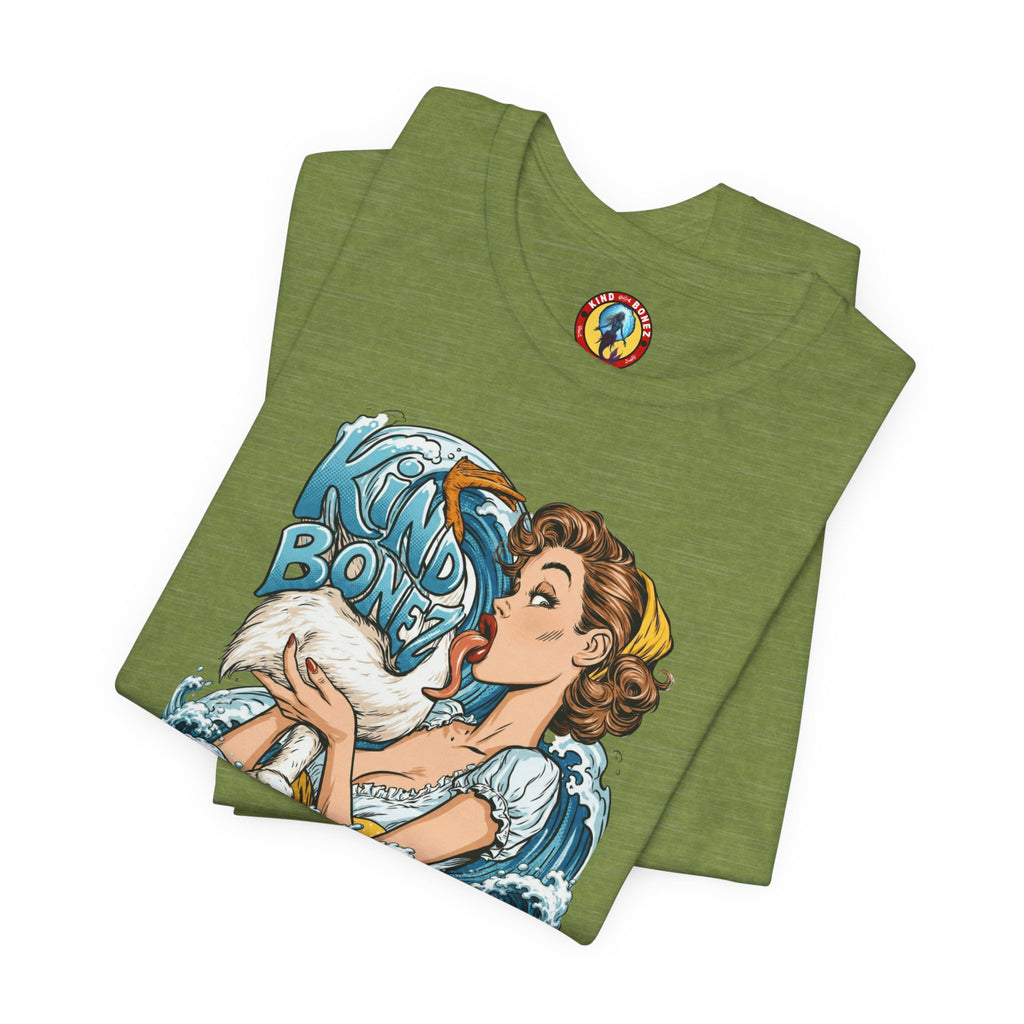 Kind Bonez - Get Wet Surf T-Shirt — Retro Pinup & Duck Graphic Tee