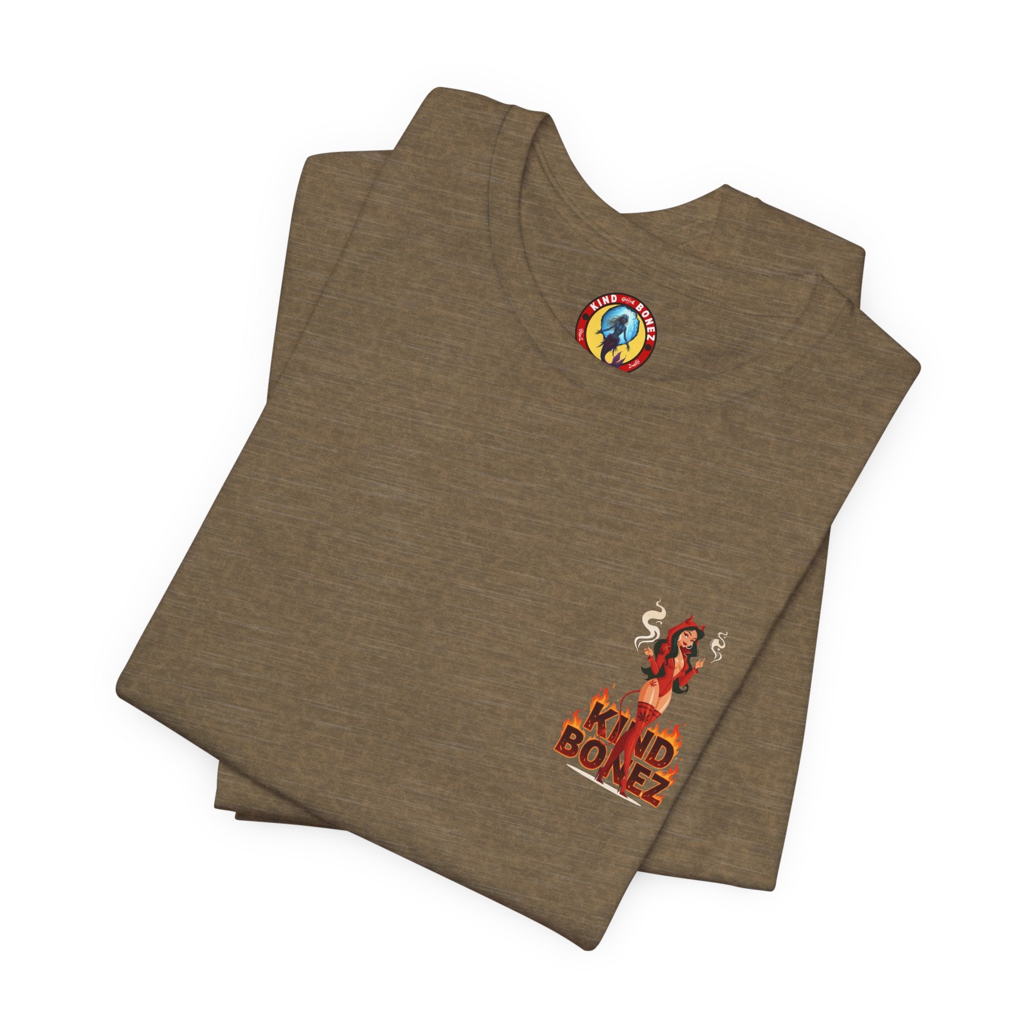 Burn With Me Soul Flame Tee — Retro Pinup Devil Girl Graphic T-Shirt