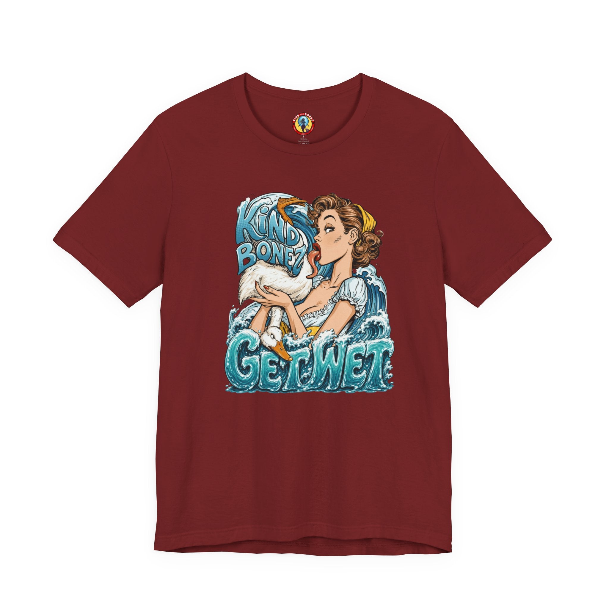 Kind Bonez - Get Wet Surf T-Shirt — Retro Pinup & Duck Graphic Tee