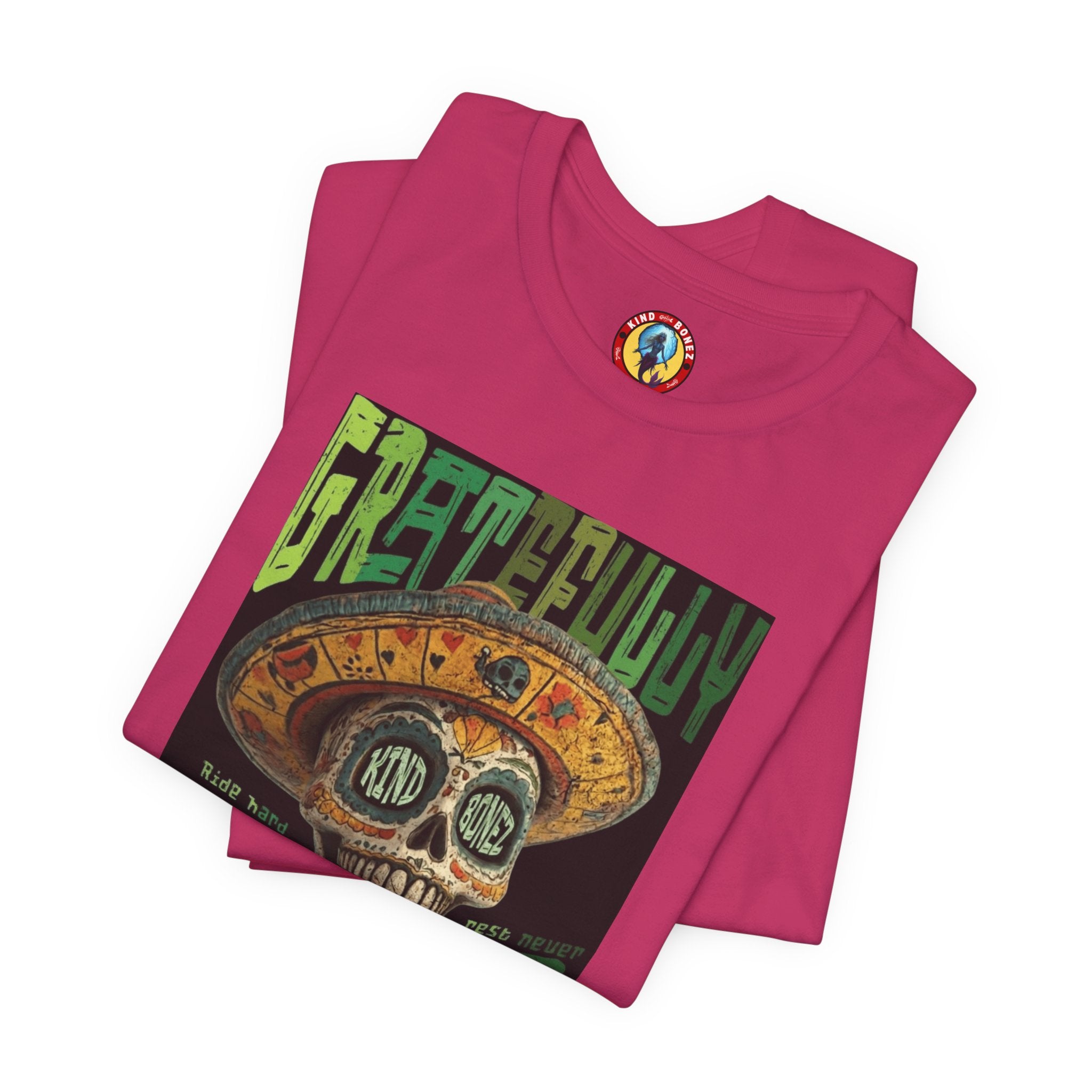 Gratefully Dead - Day of the Dead Skull Tee — Retro Mariachi Calavera Kind Bonez Graphic T-Shirt
