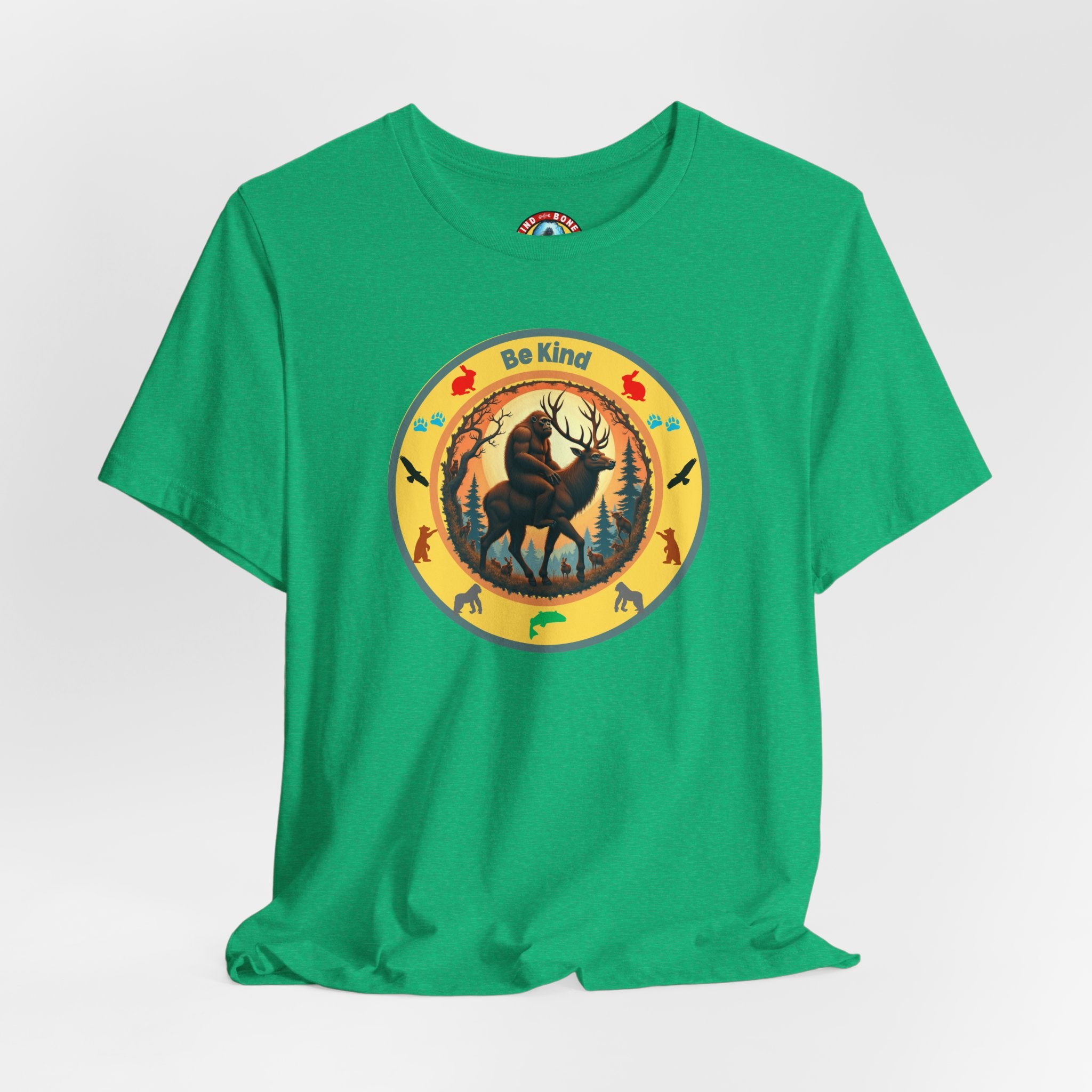 BE KIND Sasquatch BigFoot Riding a Deer T-Shirt