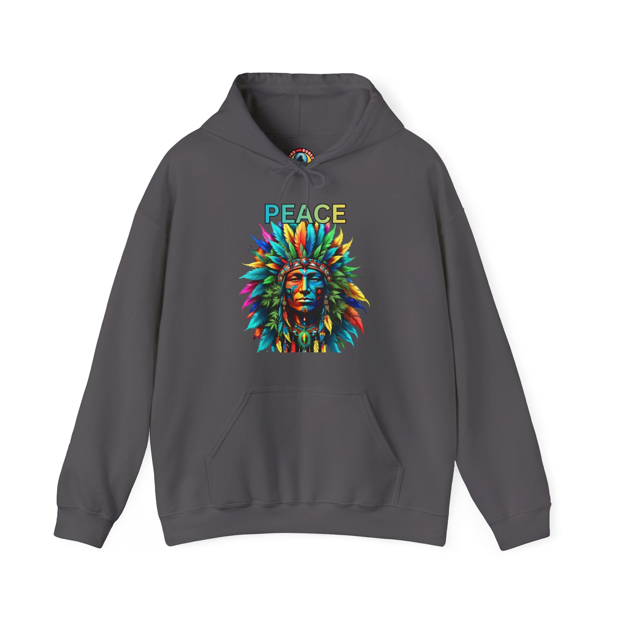 Peace Tribal Headdress Hoodie — Colorful Native American - Inspired Graphic Sweatshirt