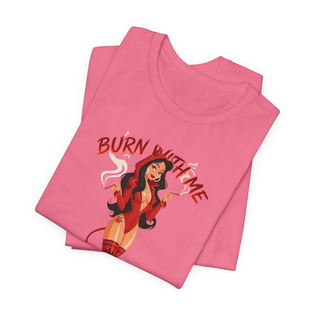 Devil Pinup Tee – "Burn With Me Soul Flame" Graphic T-Shirt