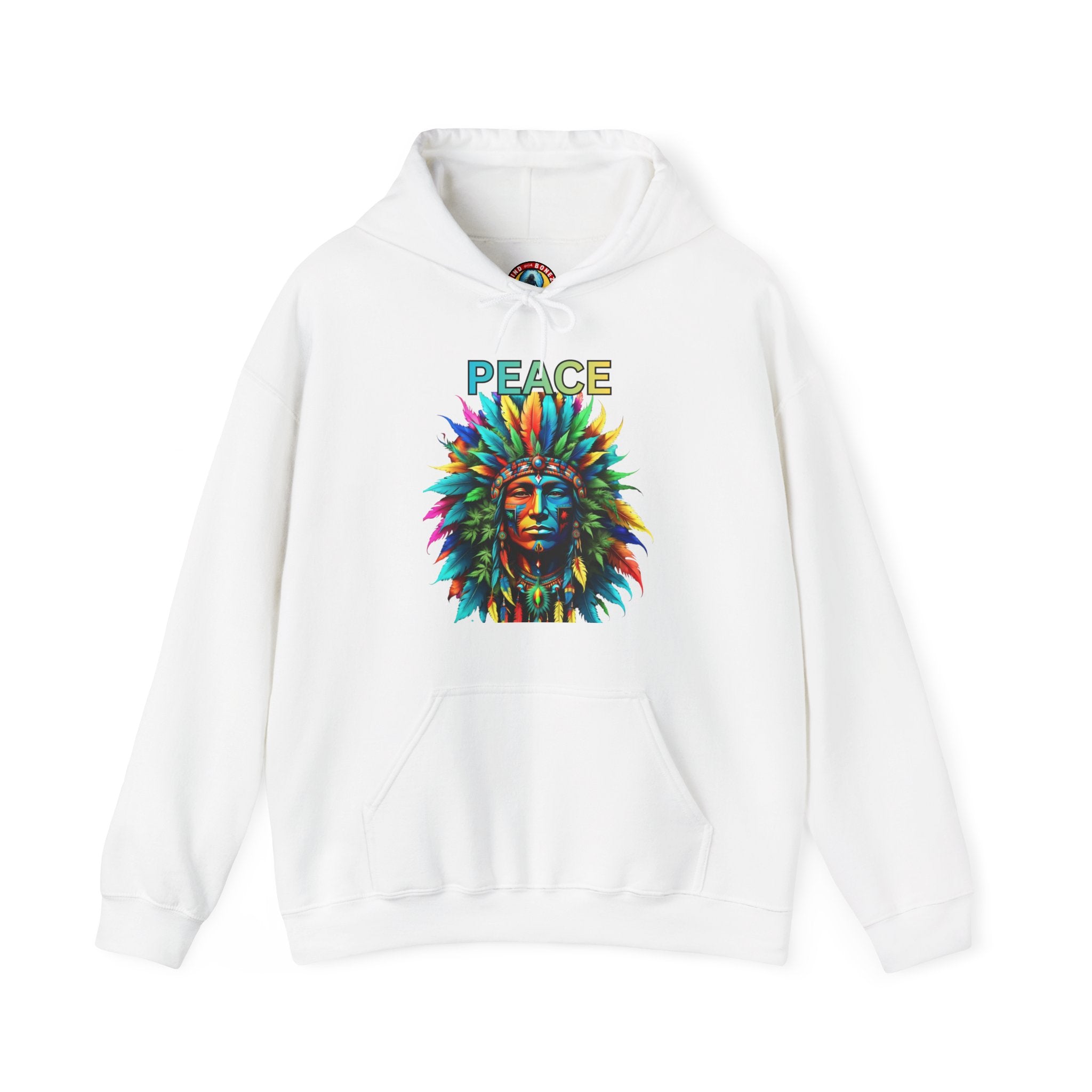 Peace Tribal Headdress Hoodie — Colorful Native American - Inspired Graphic Sweatshirt