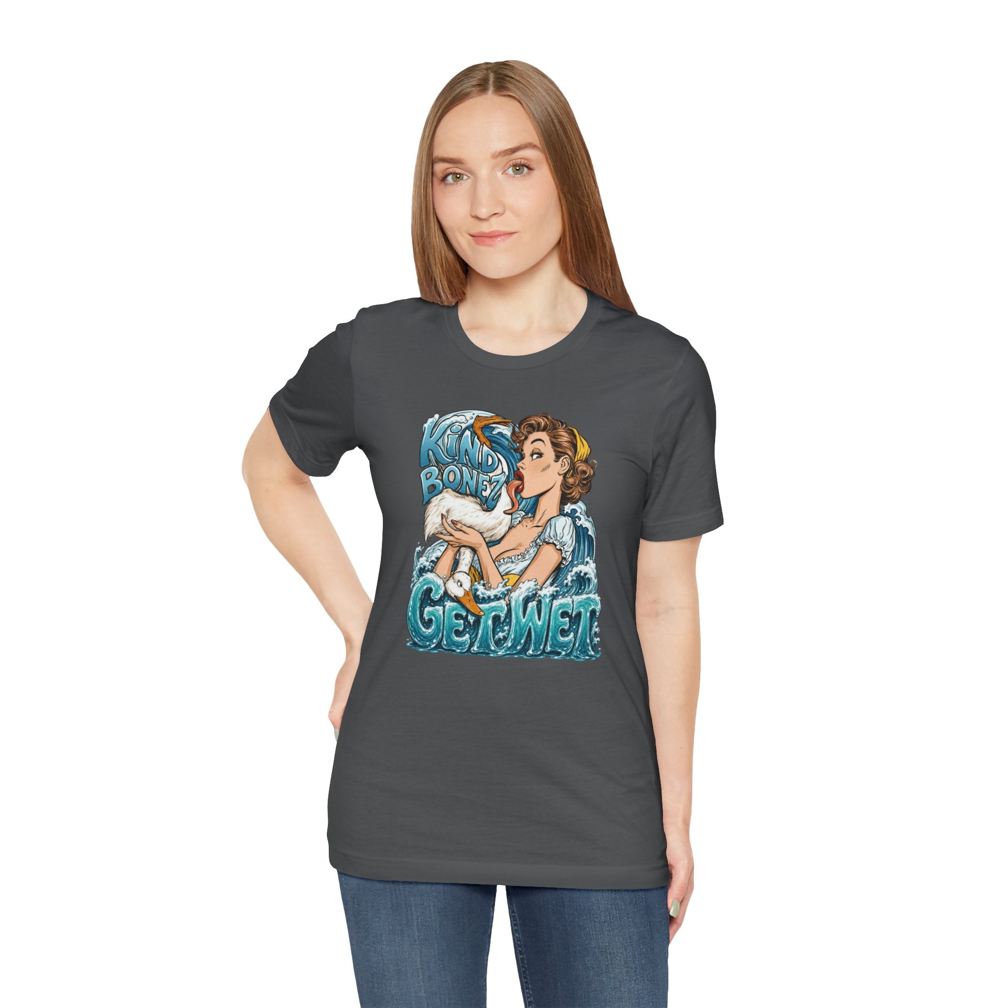 Kind Bonez - Get Wet Surf T-Shirt — Retro Pinup & Duck Graphic Tee