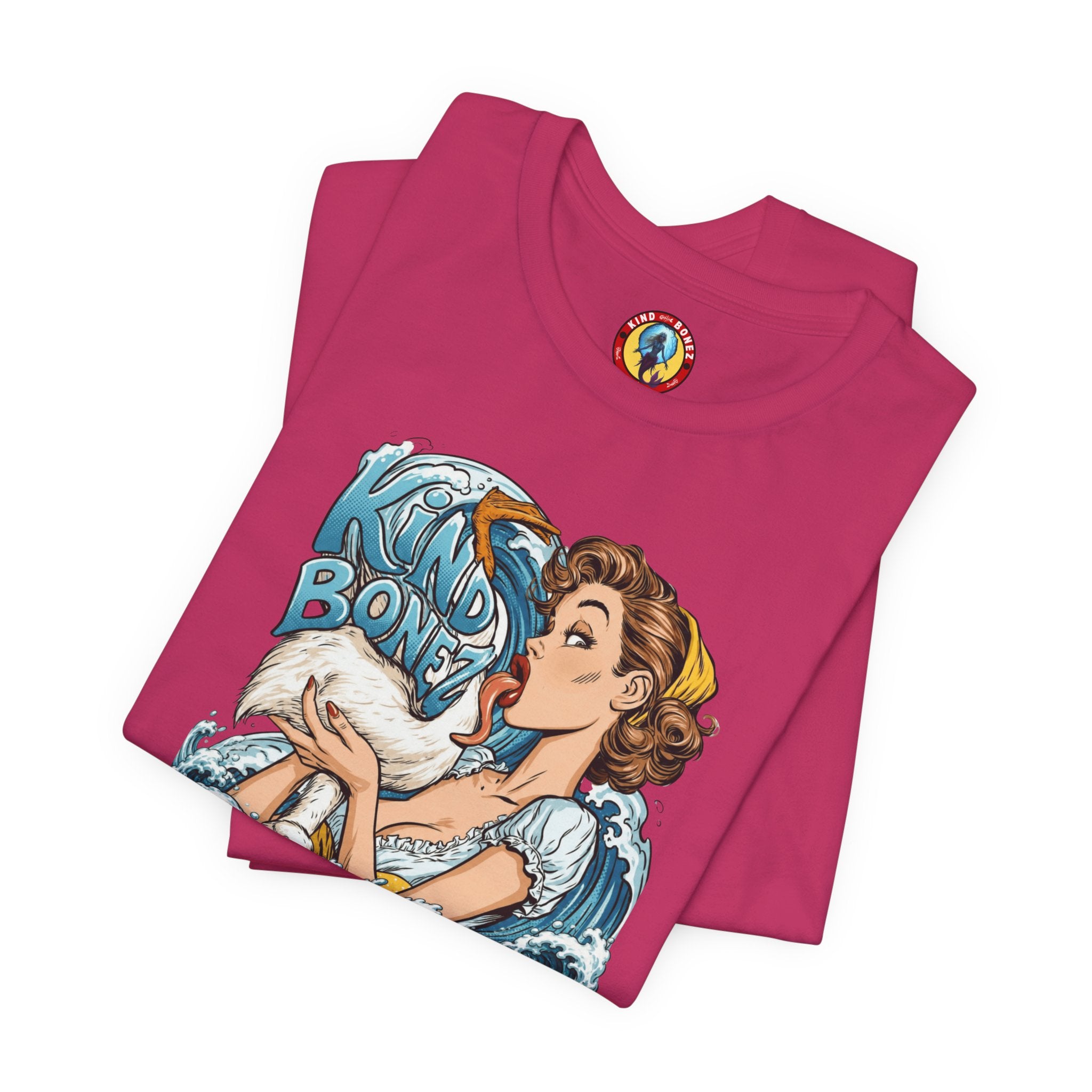 Kind Bonez - Get Wet Surf T-Shirt — Retro Pinup & Duck Graphic Tee