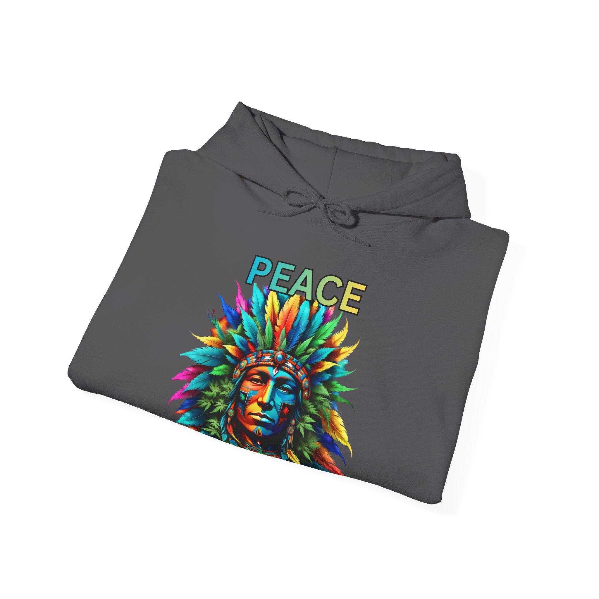 Peace Tribal Headdress Hoodie — Colorful Native American - Inspired Graphic Sweatshirt
