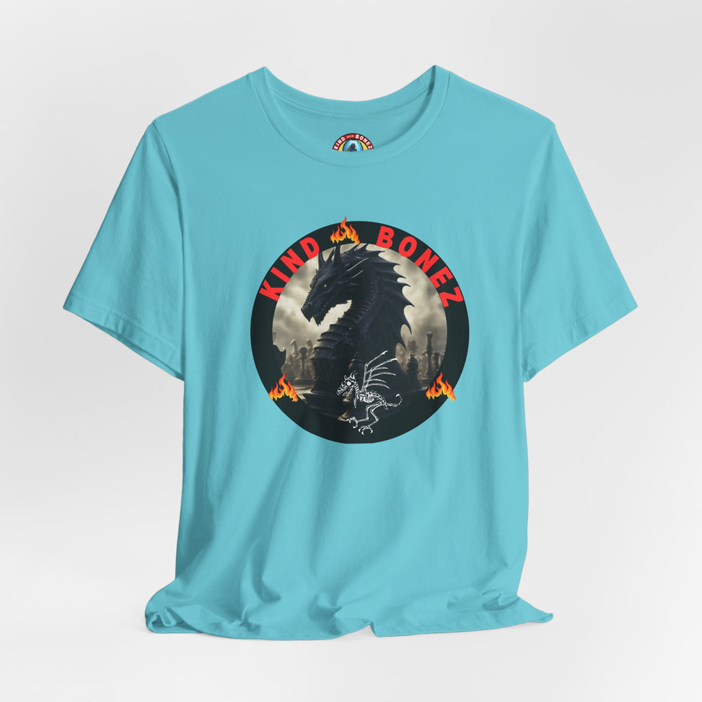 T-Shirt — 'Lind & Bonez' Dragon Skull Graphic Tee (Gothic Fantasy Band Style)