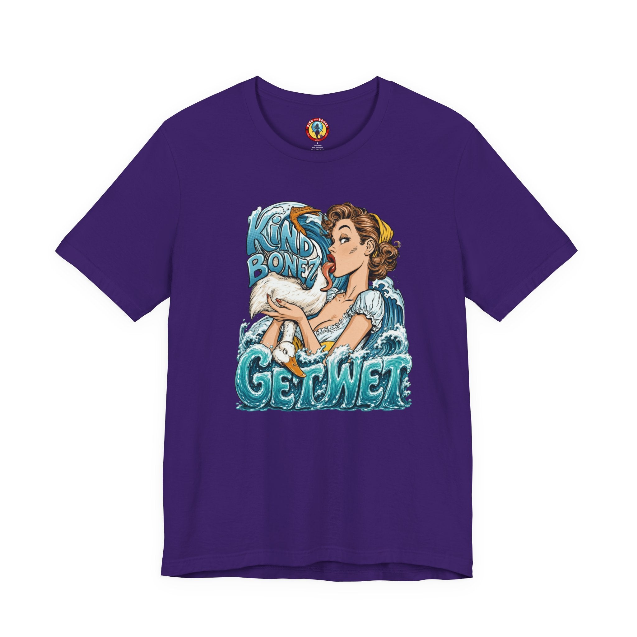 Kind Bonez - Get Wet Surf T-Shirt — Retro Pinup & Duck Graphic Tee