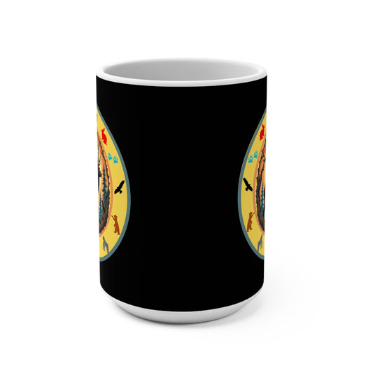 "BE KIND" Sasquatch riding a Deer Coffee Mug 15oz