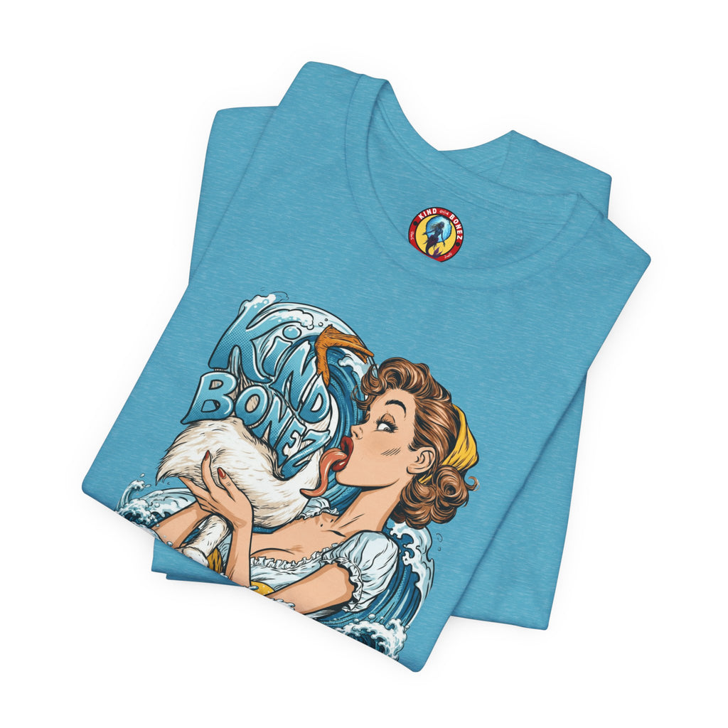 Kind Bonez - Get Wet Surf T-Shirt — Retro Pinup & Duck Graphic Tee