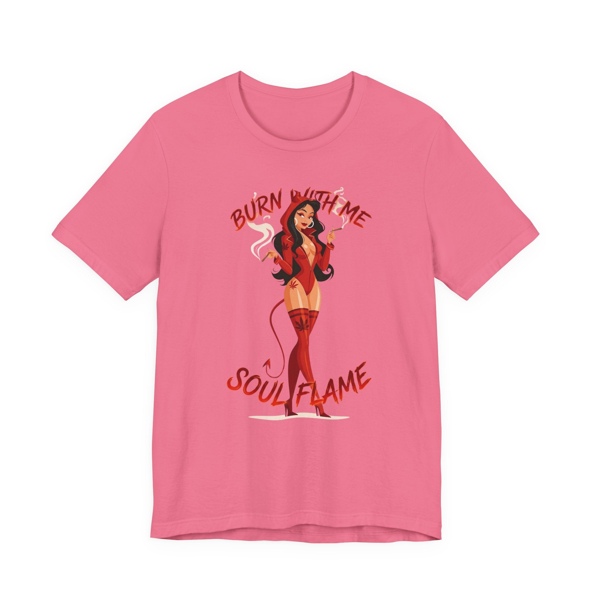 Devil Pinup Tee – "Burn With Me Soul Flame" Graphic T-Shirt