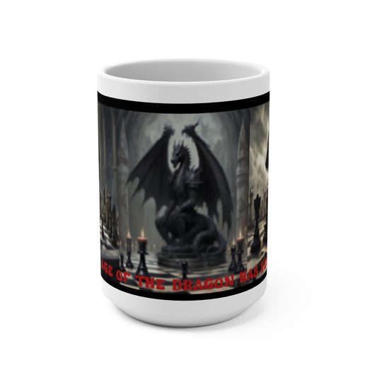 THE AGE OF THE DRAGON HAS BEGUN Dragon Chess Coffee Mug - for Gamers & D&D Fans