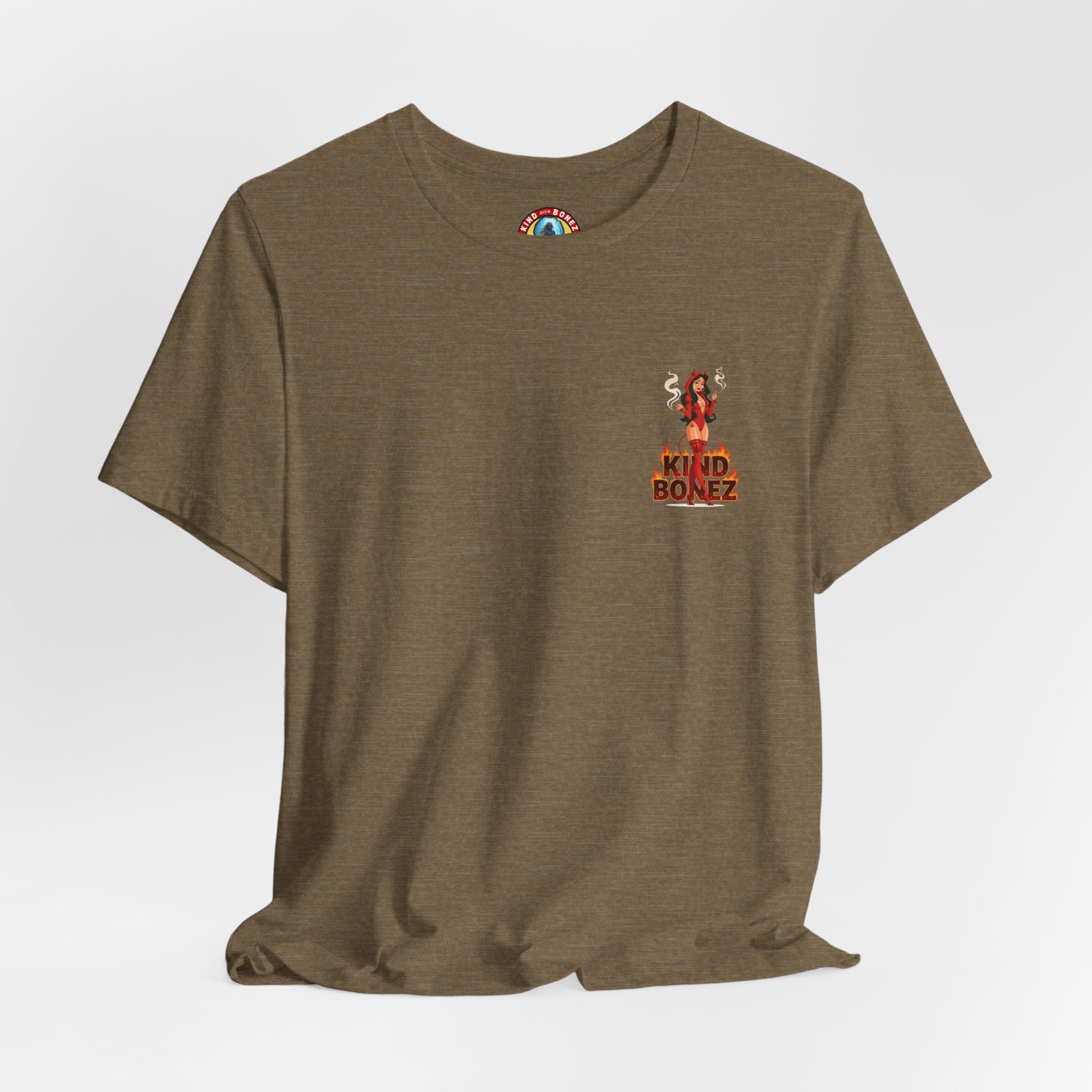 Burn With Me Soul Flame Tee — Retro Pinup Devil Girl Graphic T-Shirt