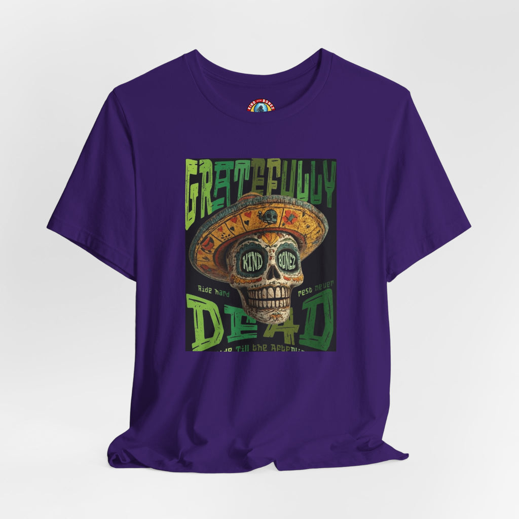 Gratefully Dead - Day of the Dead Skull Tee — Retro Mariachi Calavera Kind Bonez Graphic T-Shirt