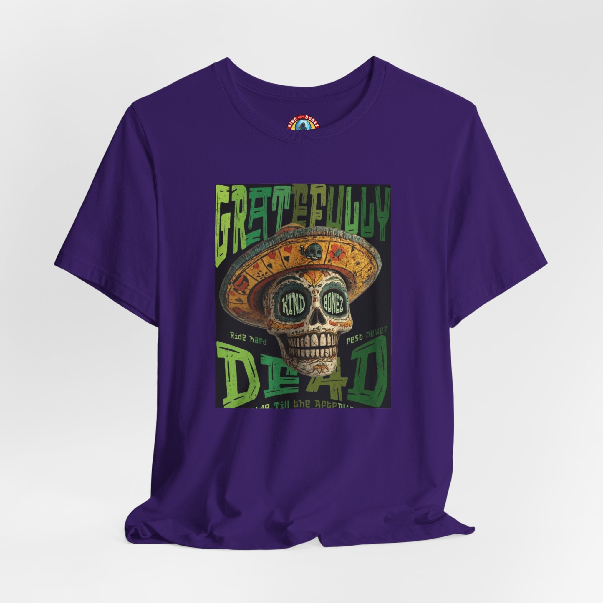 Gratefully Dead - Day of the Dead Skull Tee — Retro Mariachi Calavera Kind Bonez Graphic T-Shirt