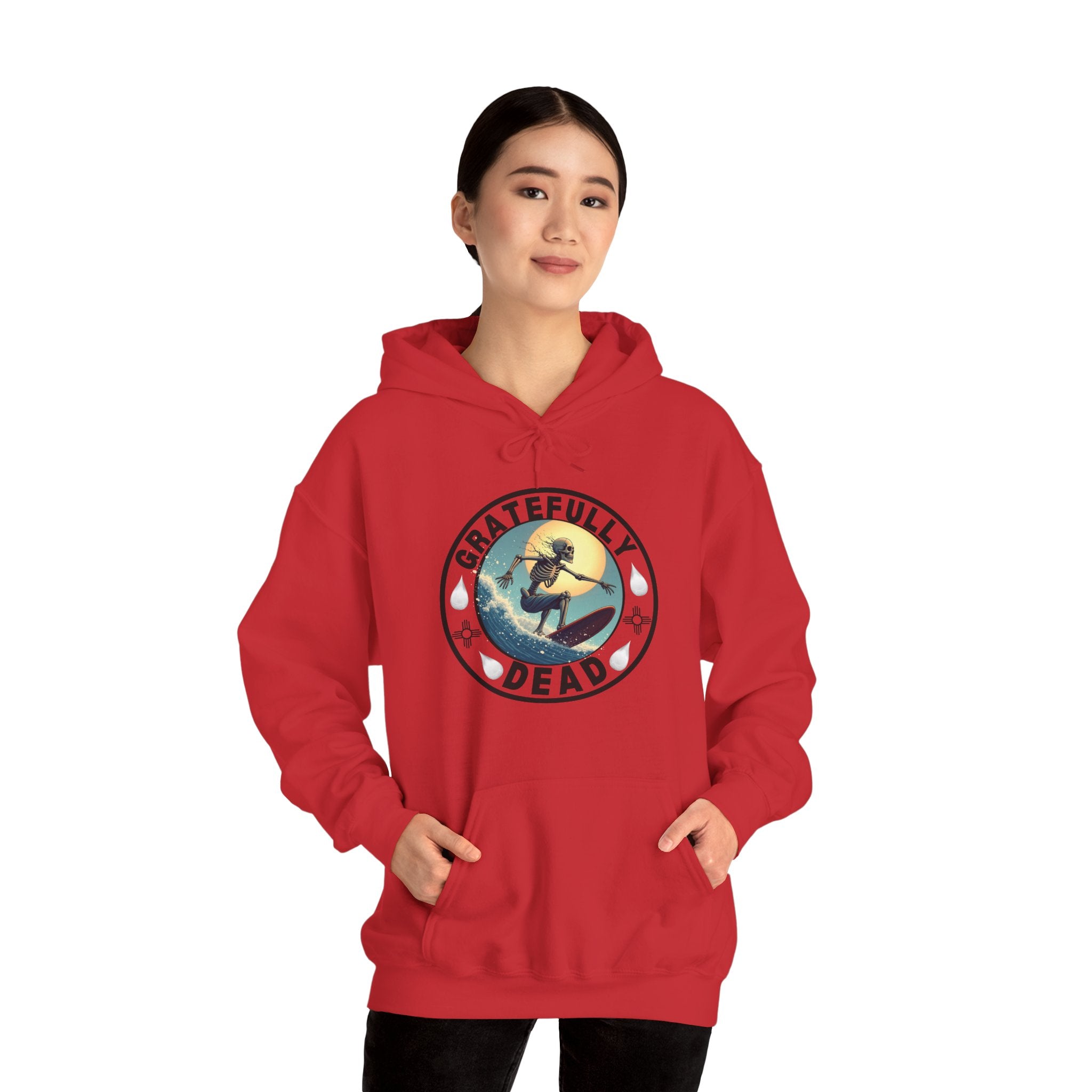 Gratefully Dead Hooded Sweatshirt — Vintage Surfing Skull Band Logo Hoodie