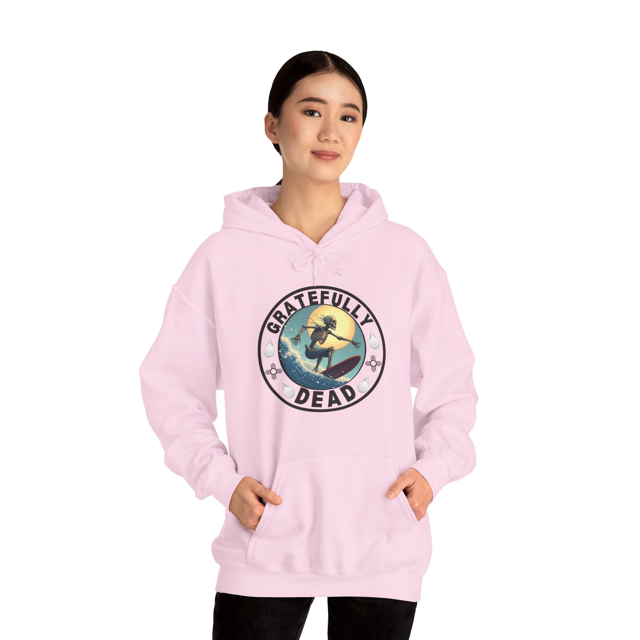 Gratefully Dead Hooded Sweatshirt — Vintage Surfing Skull Band Logo Hoodie