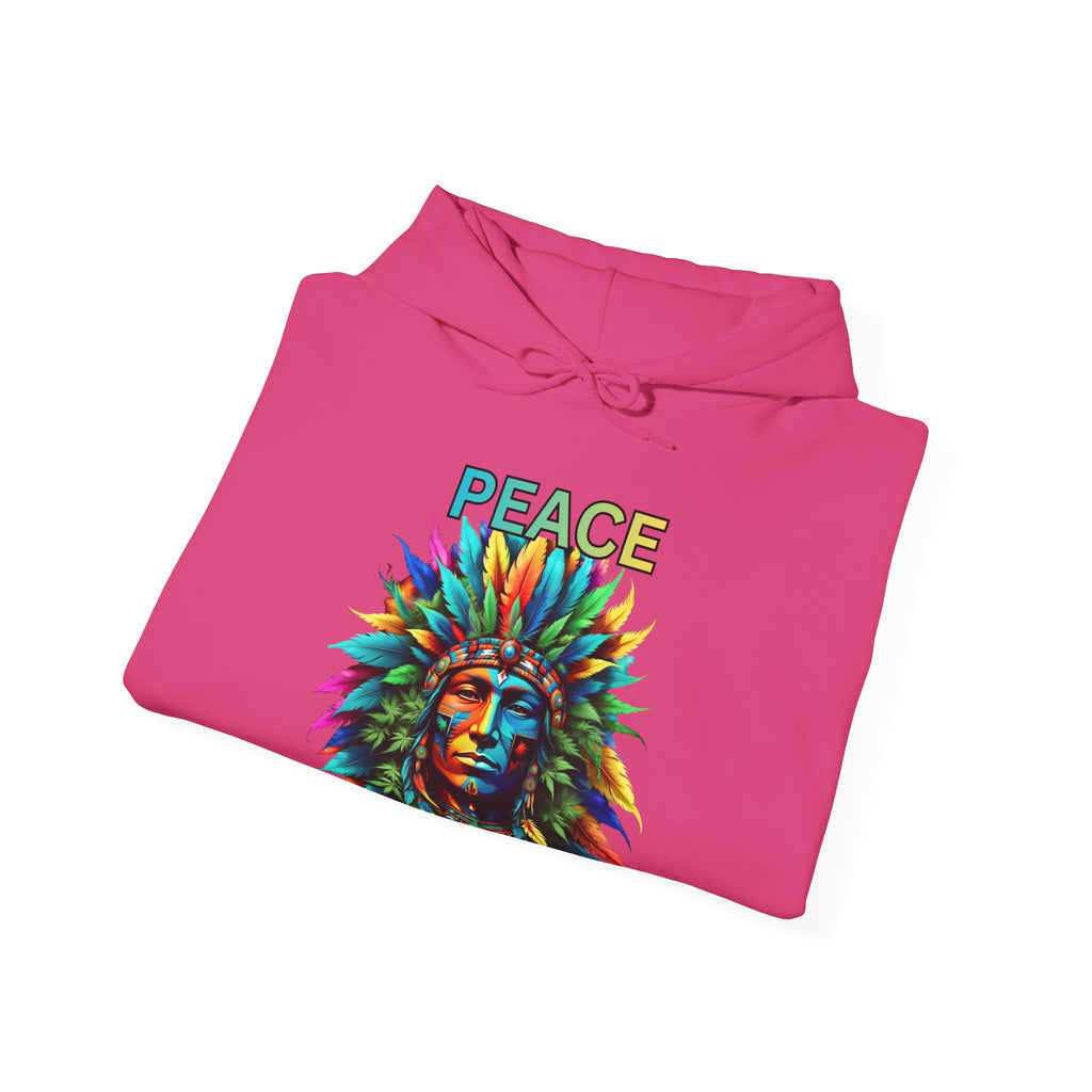 Peace Tribal Headdress Hoodie — Colorful Native American - Inspired Graphic Sweatshirt