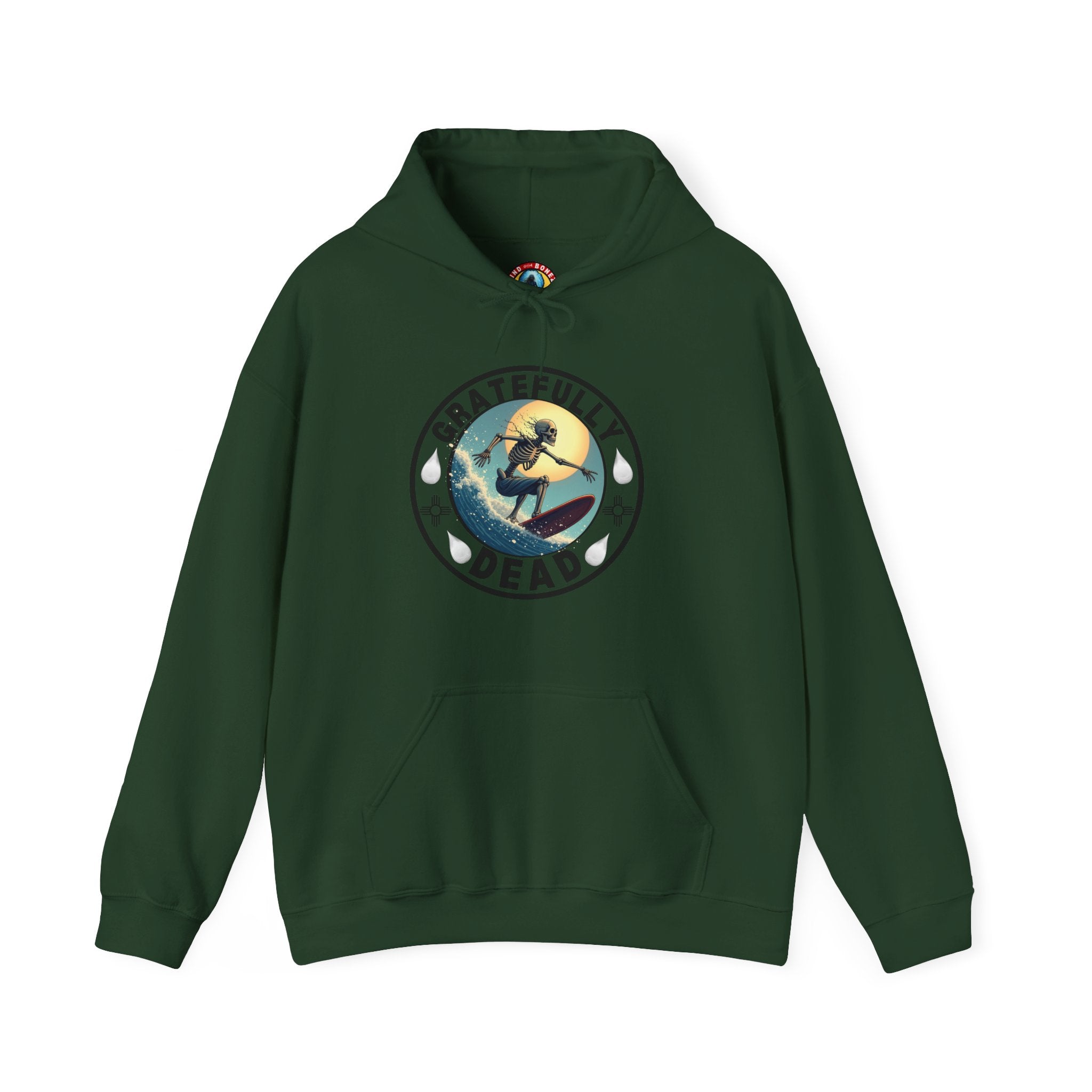 Gratefully Dead Hooded Sweatshirt — Vintage Surfing Skull Band Logo Hoodie