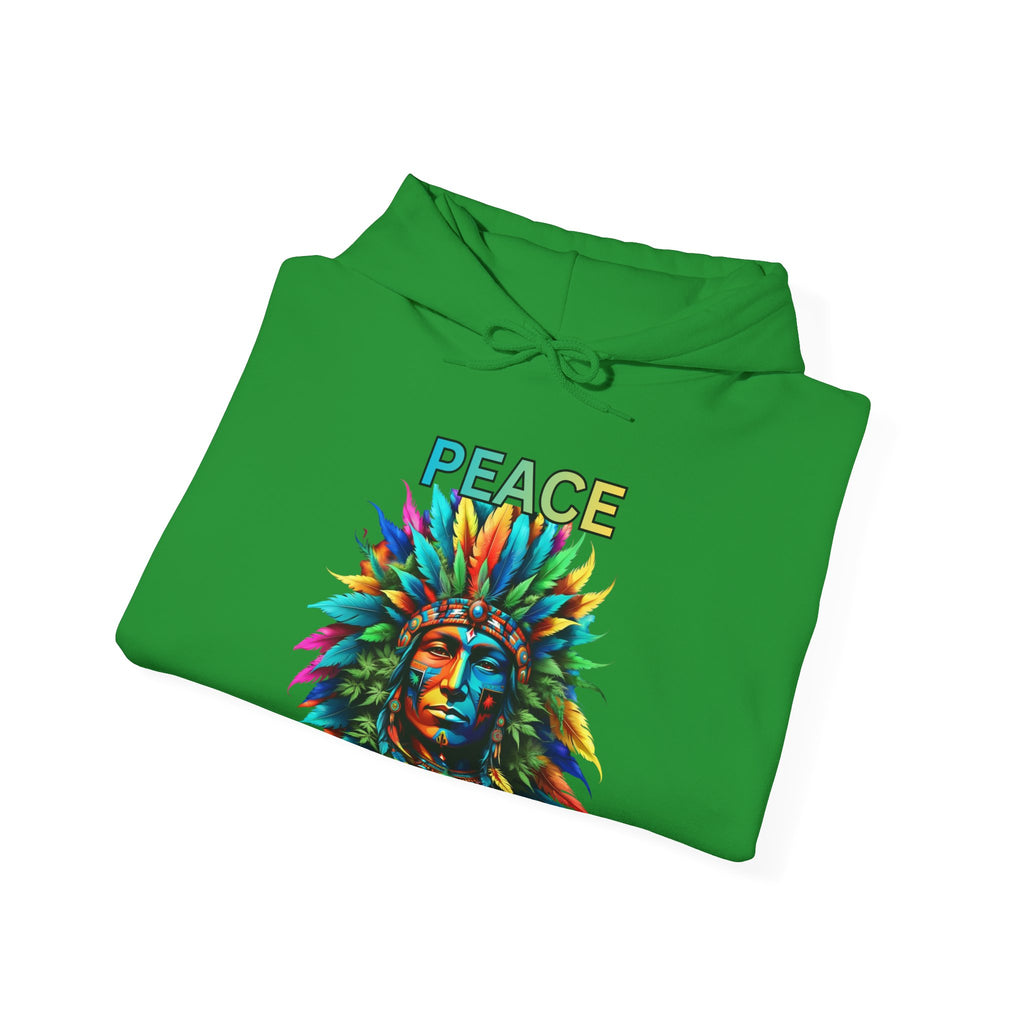Peace Tribal Headdress Hoodie — Colorful Native American - Inspired Graphic Sweatshirt