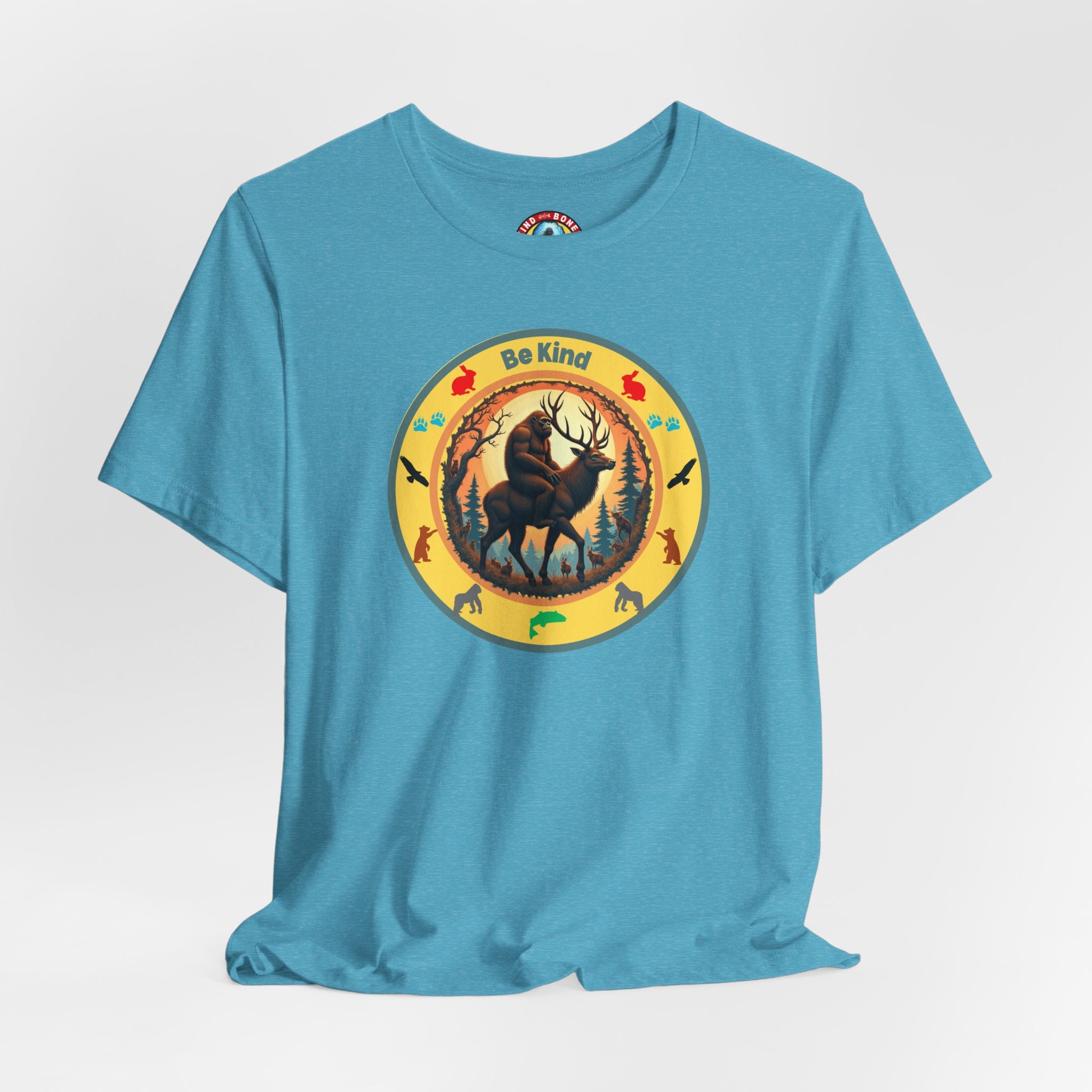 BE KIND Sasquatch BigFoot Riding a Deer T-Shirt