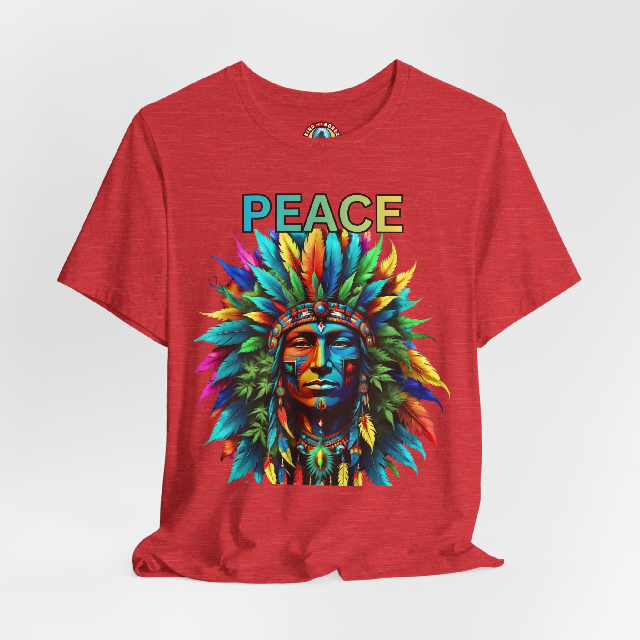Peace - Native Marijuana Headdress T-Shirt — Colorful Tribal Chief Graphic Tee