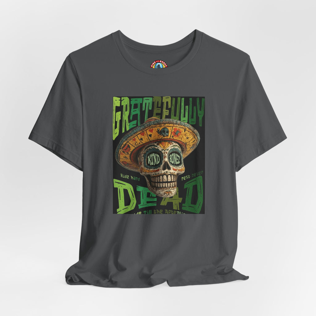 Gratefully Dead - Day of the Dead Skull Tee — Retro Mariachi Calavera Kind Bonez Graphic T-Shirt