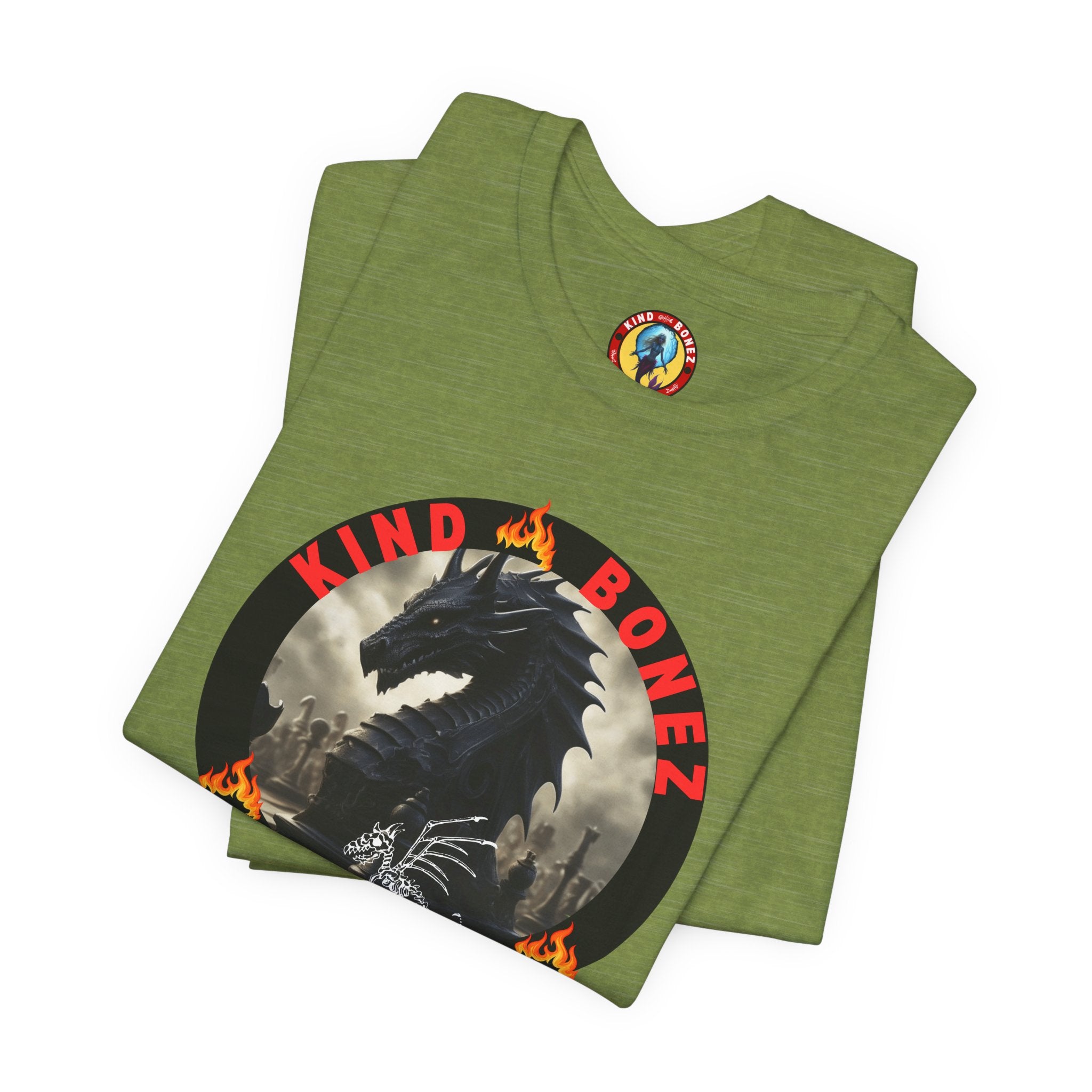T-Shirt — 'Lind & Bonez' Dragon Skull Graphic Tee (Gothic Fantasy Band Style)