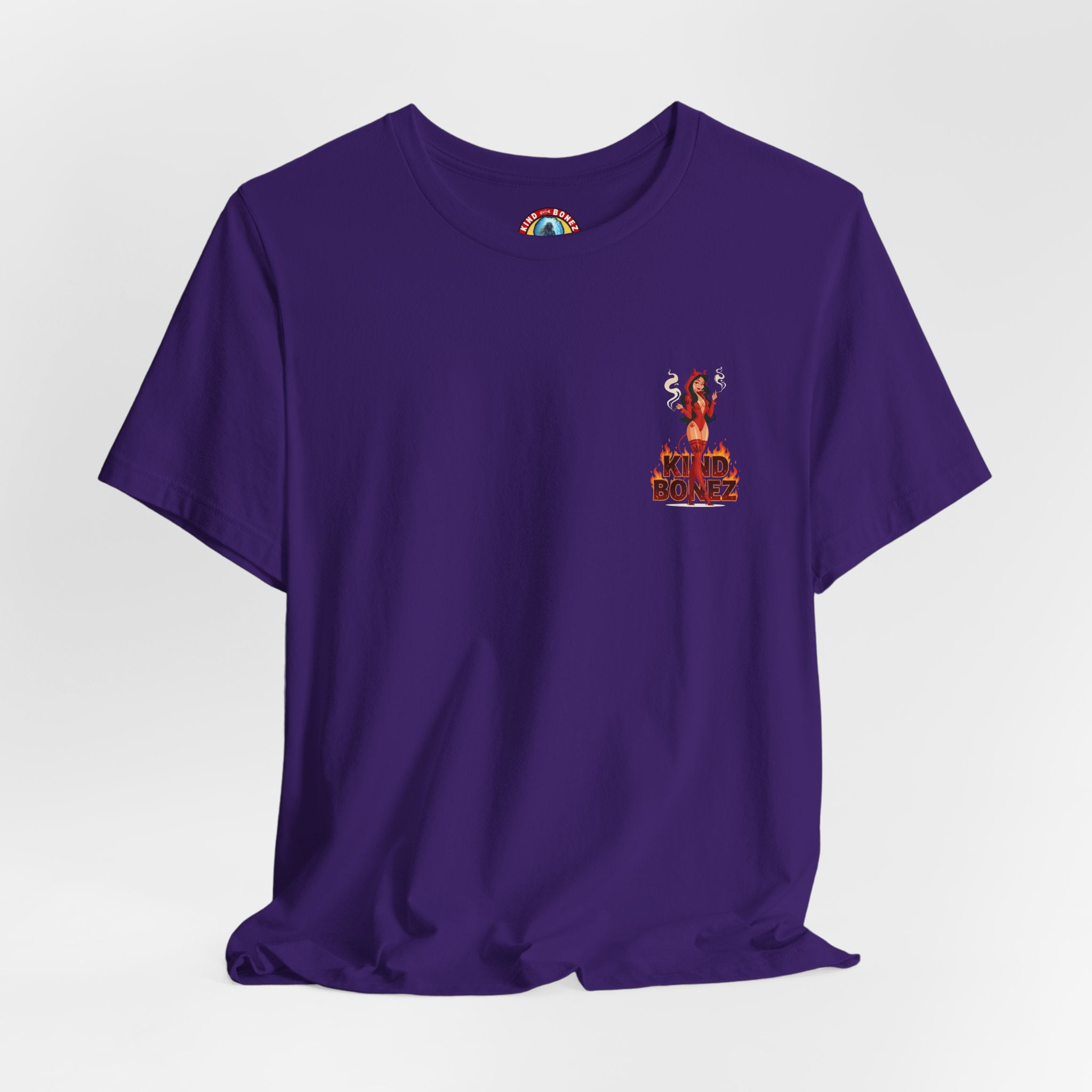 Burn With Me Soul Flame Tee — Retro Pinup Devil Girl Graphic T-Shirt