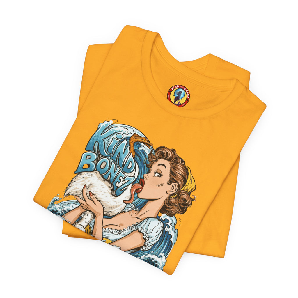 Kind Bonez - Get Wet Surf T-Shirt — Retro Pinup & Duck Graphic Tee