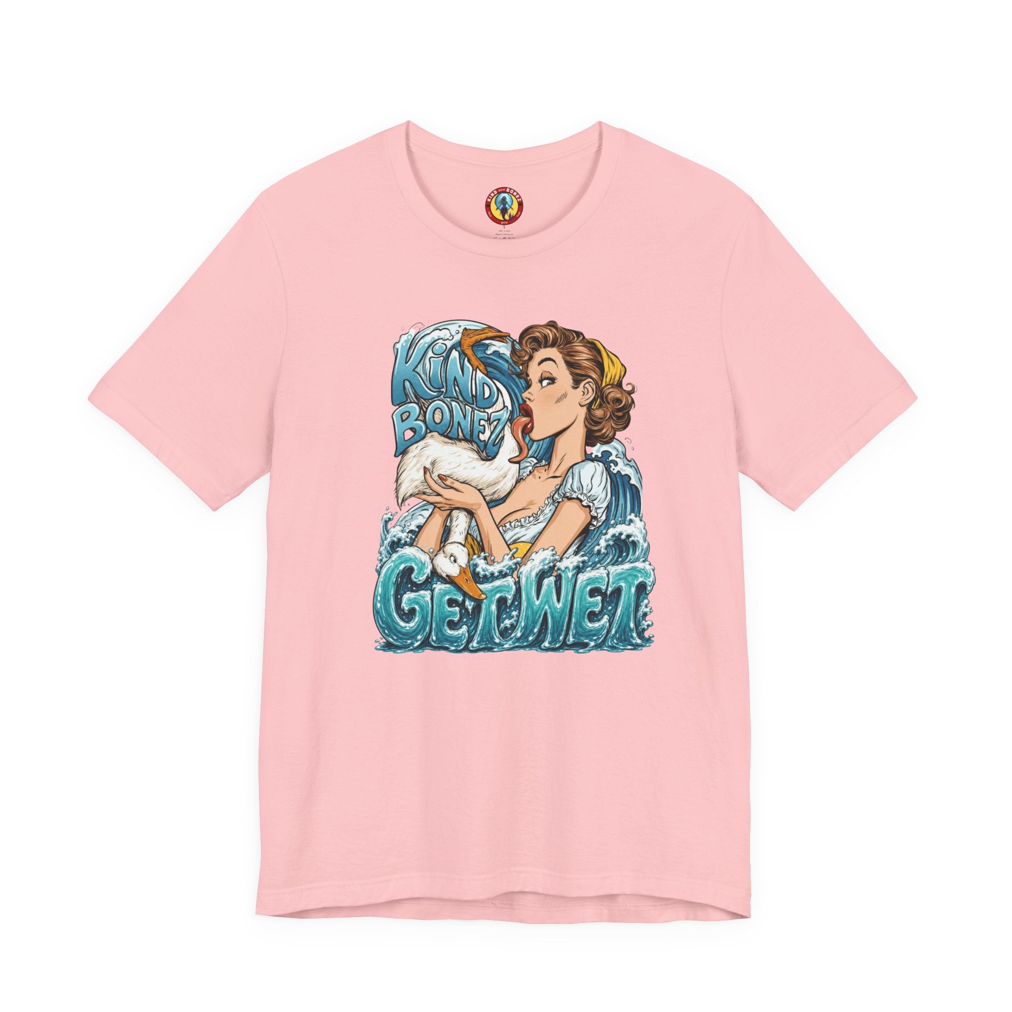 Kind Bonez - Get Wet Surf T-Shirt — Retro Pinup & Duck Graphic Tee