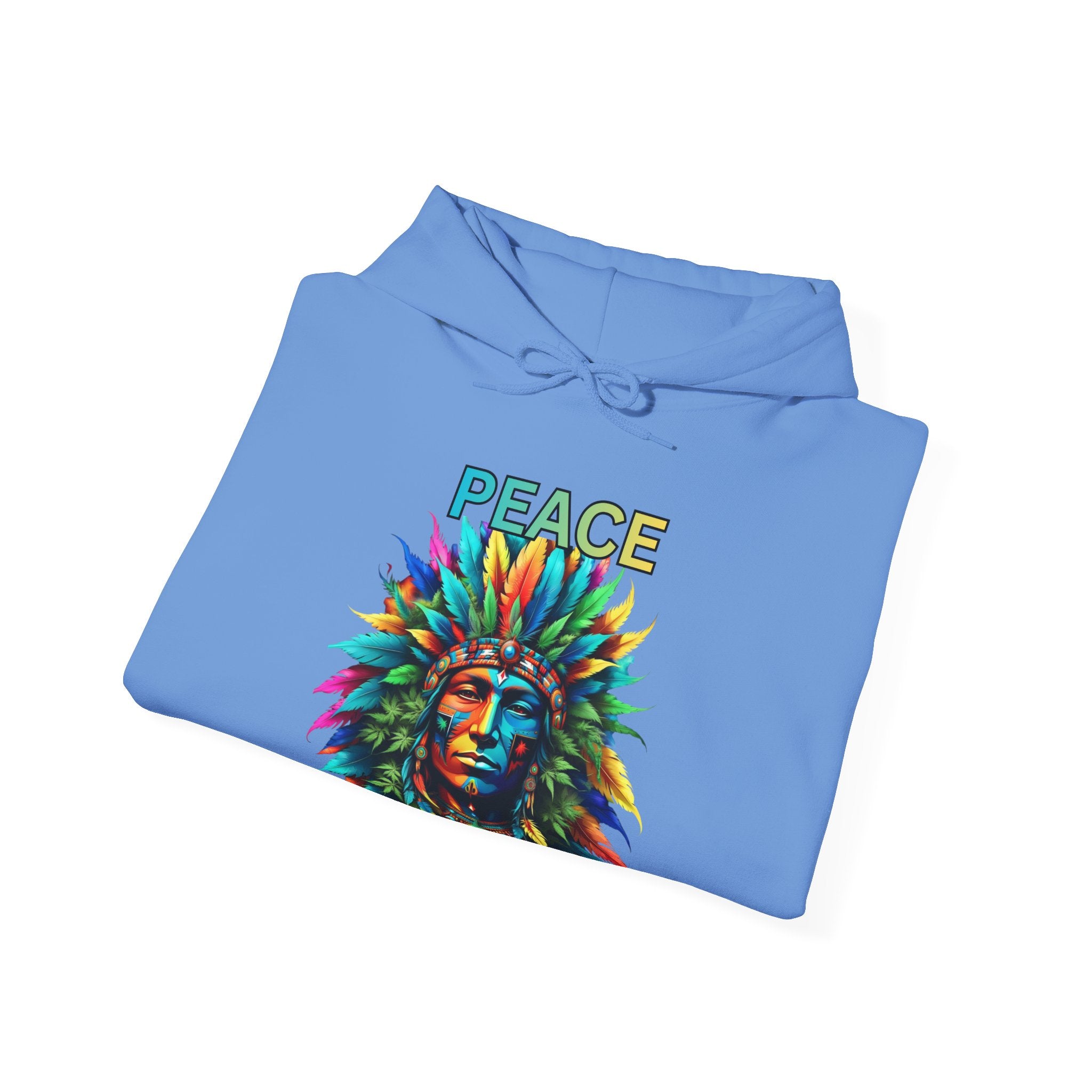 Peace Tribal Headdress Hoodie — Colorful Native American - Inspired Graphic Sweatshirt