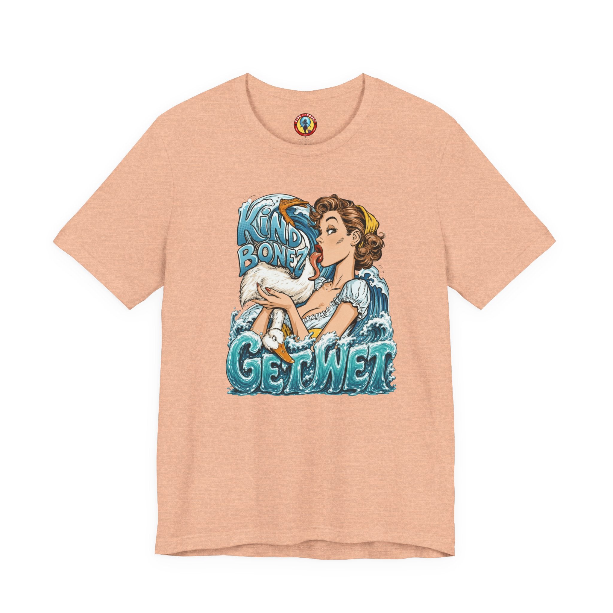 Kind Bonez - Get Wet Surf T-Shirt — Retro Pinup & Duck Graphic Tee