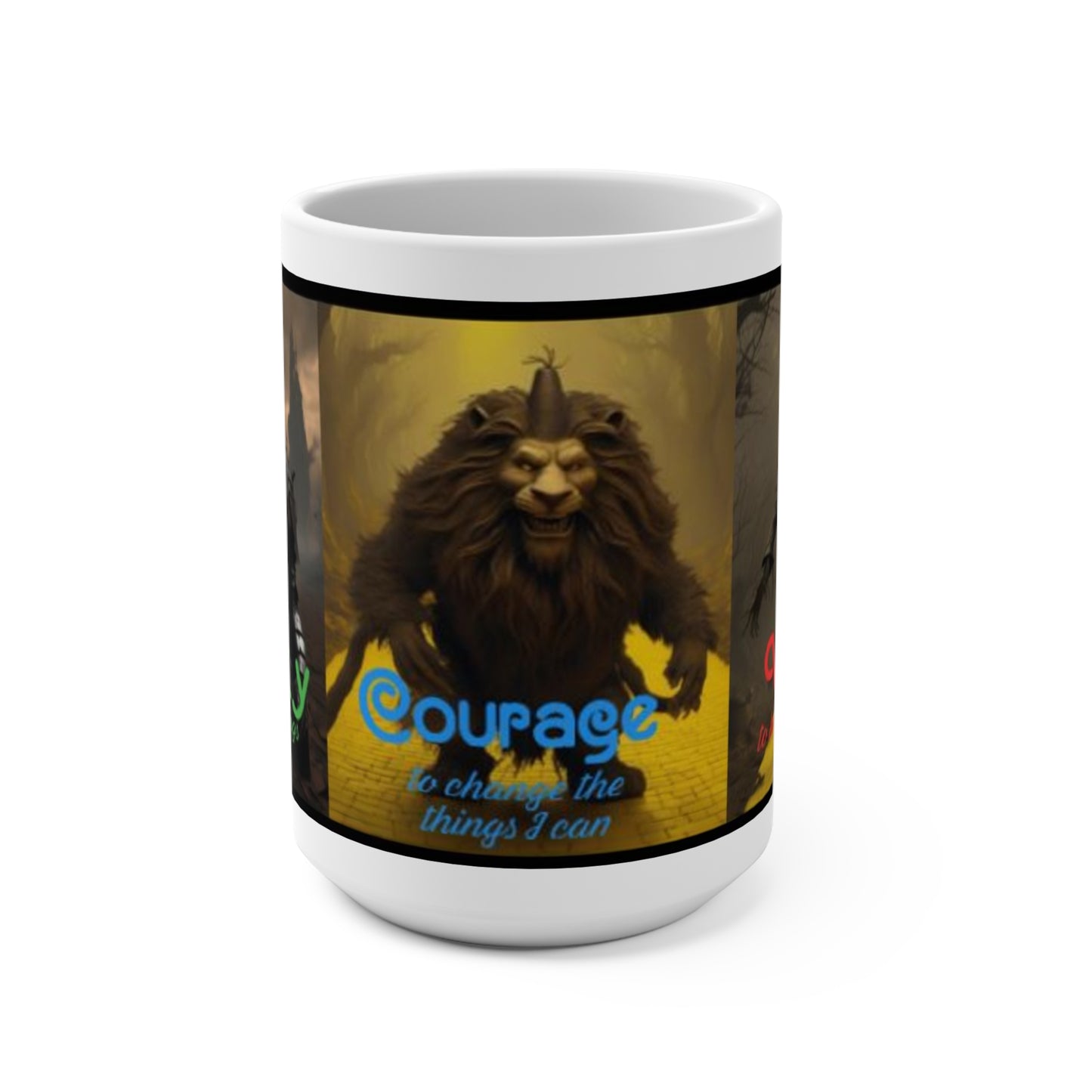 Tinman, Lion, Scarecrow Serenity Prayer Mug 15oz