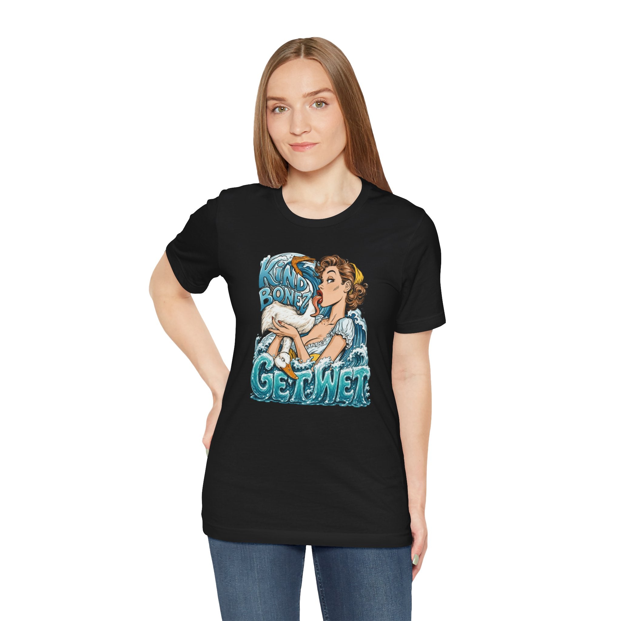 Kind Bonez - Get Wet Surf T-Shirt — Retro Pinup & Duck Graphic Tee
